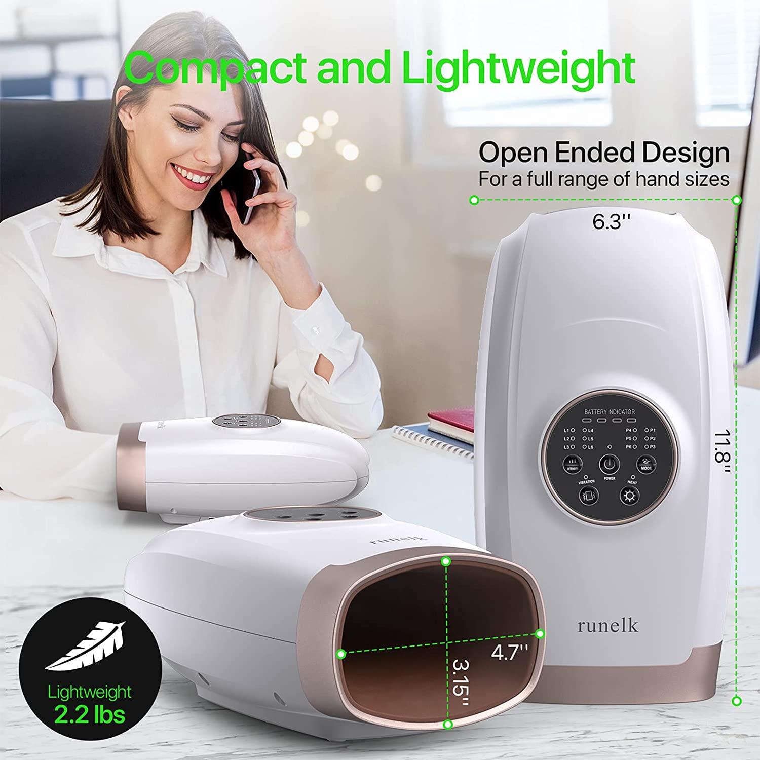 Runelk Cordless Hand Massager with Heat and Air Compression 6 Massage