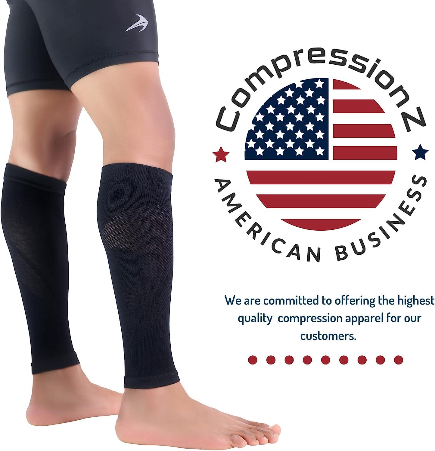 CompressionZ Calf Compression Sleeves (20-30mmhg) - Compression Socks for  Shin Splints, Running, Nurses, Leg Pain & Pregnancy for Men, Women -  Support Recovery and Improve Blood Circulation Black/Black Medium