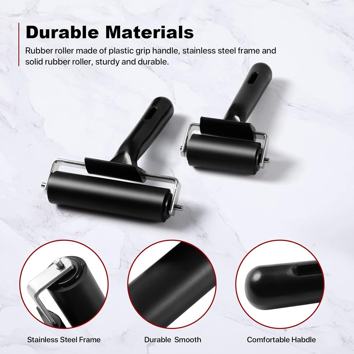 3 Pack Brayer Rollers for Crafting Vinyl Rubber Roller Brayers Printmaking  Brayer Rollers for Cricut Maker Gluing Printing Inking and Stamping(Black)  Balck