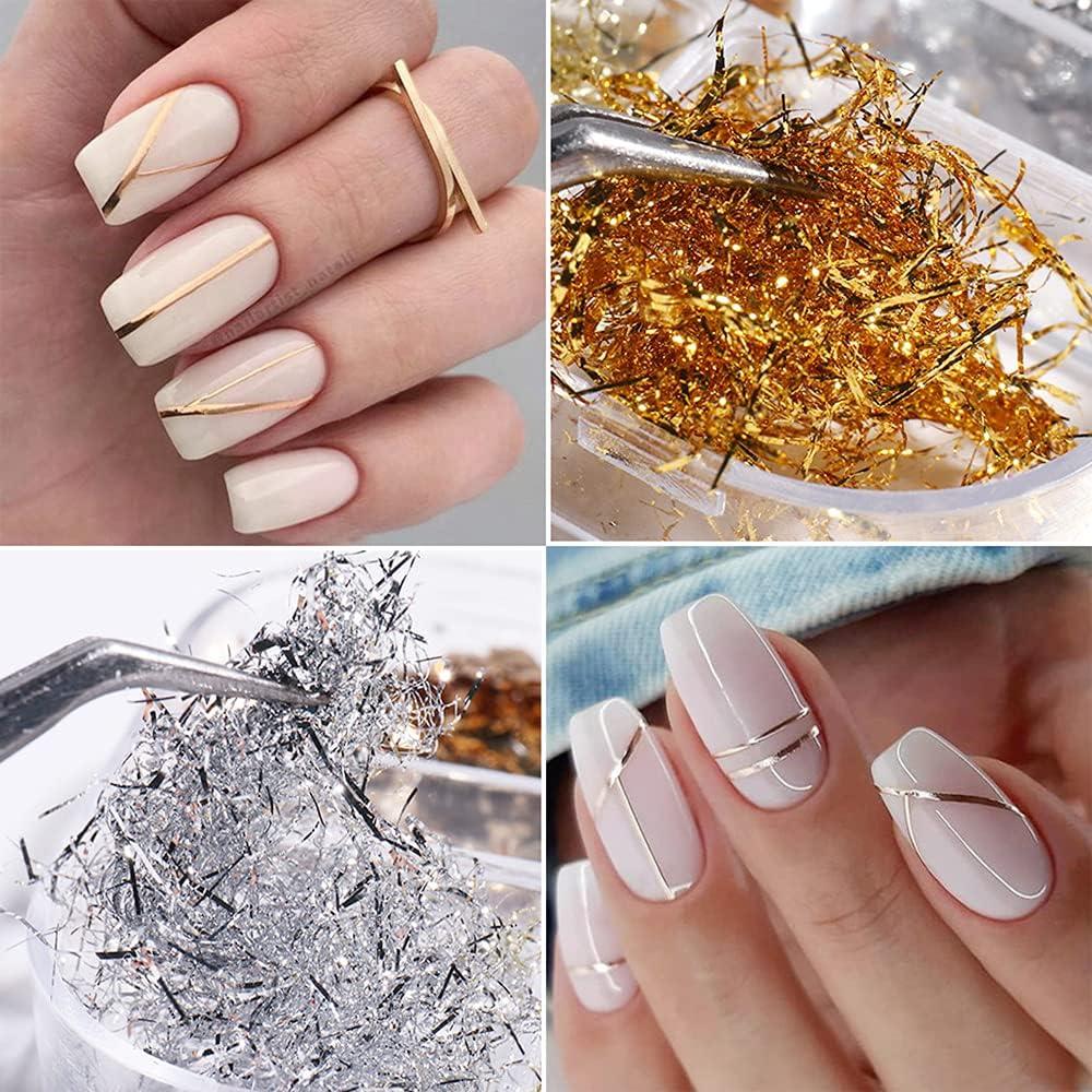 Eseres Nail Foil 3D Sparking Gold Flakes for Nails 6 Grids