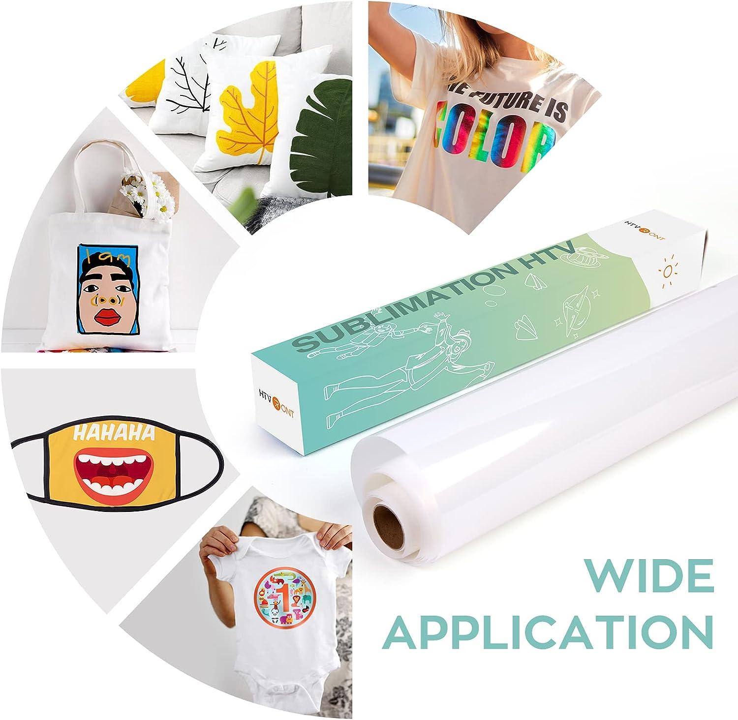 HTVRONT Clear HTV Vinyl for Sublimation 12 X 5FT Upgraded Matte Sublimation Vinyl Wash