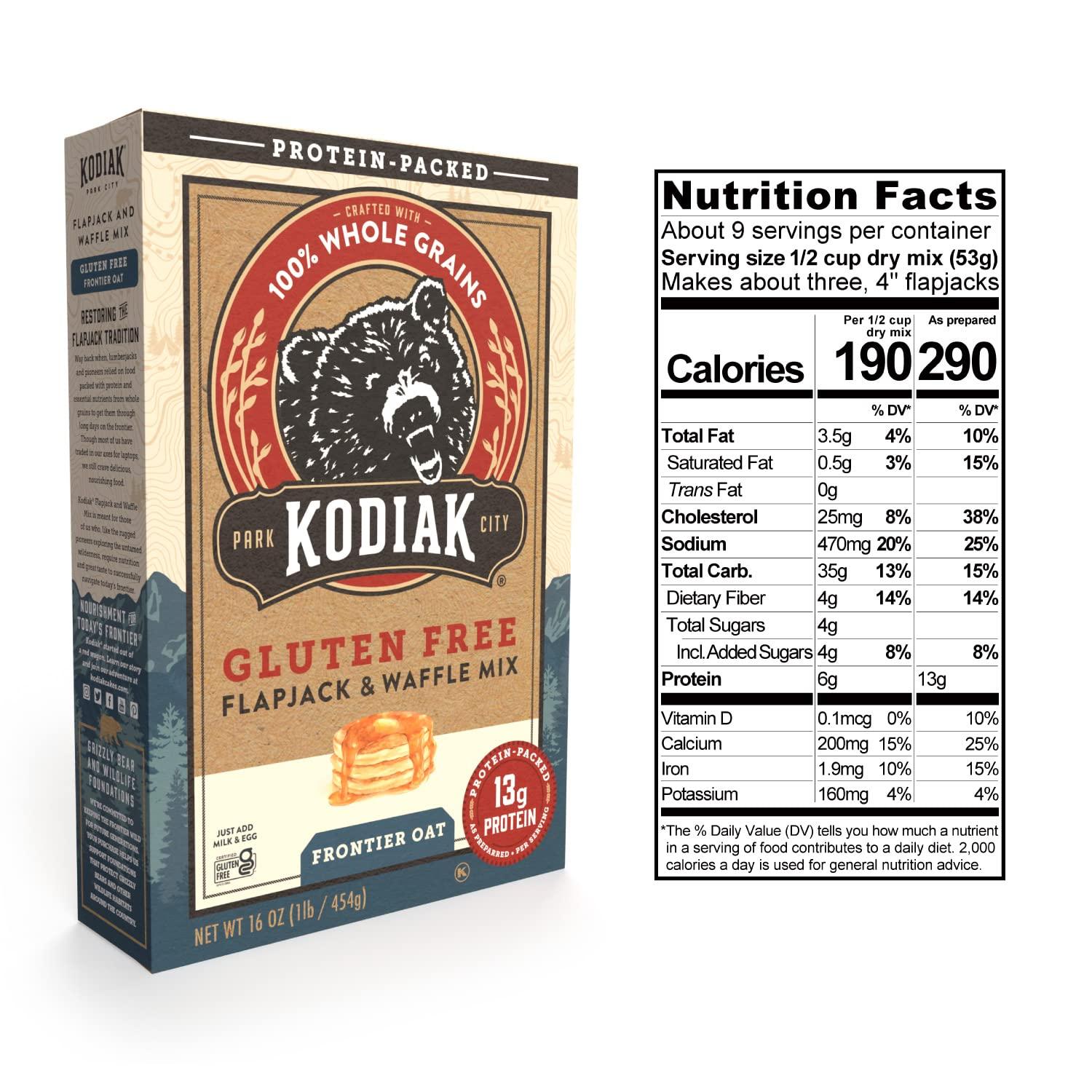 Kodiak Cakes Gluten Free Protein Pancake Mix - Flapjack and Protein Waffle  Mix - 100% Whole Grain Gluten Free Waffles - Breakfast Pancake, Waffle &  Baking Mixes - 16 Ounce (Pack of 3) Gluten Free - 3pck