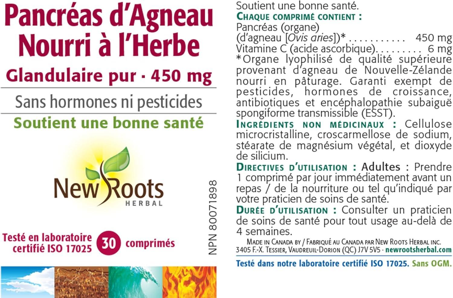 New Roots Herbal - Grass-Fed Lamb Pancreas - Pure Glandular 450mg - 30 ...