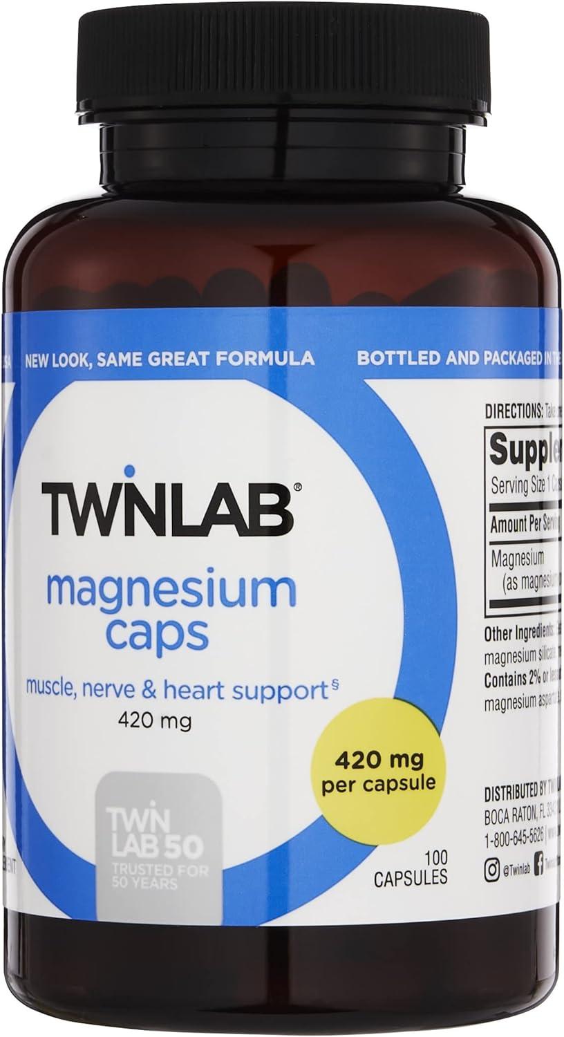 Twinlab Magnesium Capsules 420 milligrams 100 Capsules