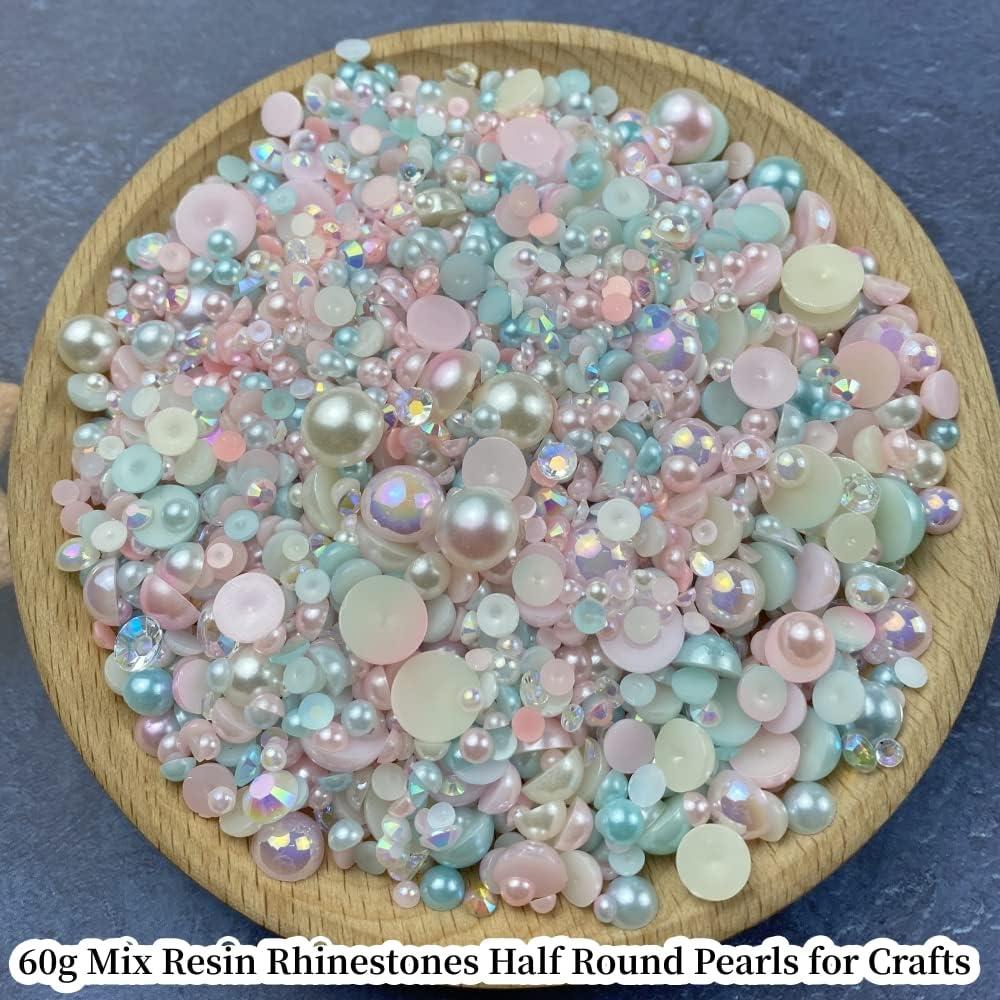 Towenm 60G Mix Pearls and Rhinestones for Crafts, 2Mm-10Mm Flatback  Rhinestones