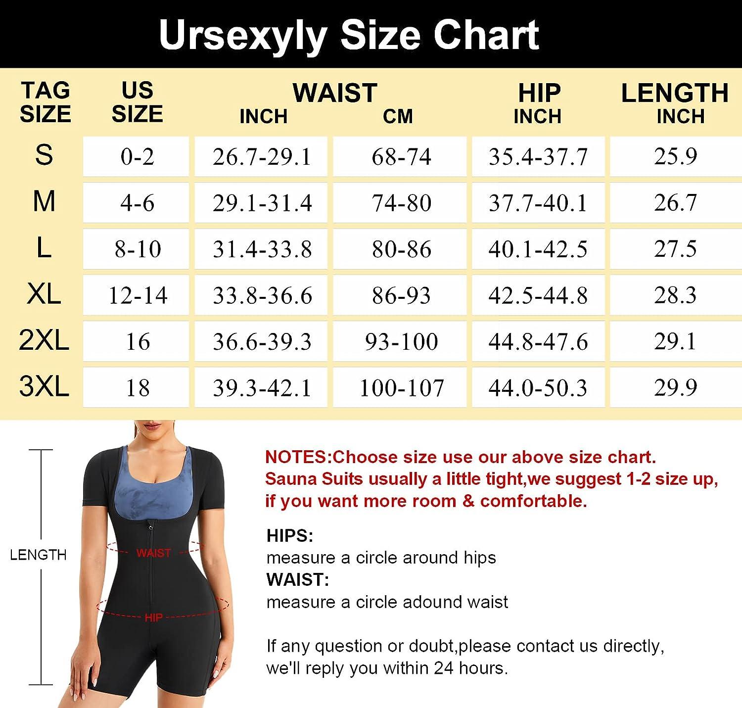 URSEXYLY Sauna Suit for Women Sweat Vest Waist Trainer 3 in 1 Slimming Full  Body Shaper Workout Top with Sleeve Shorts X-Large Black