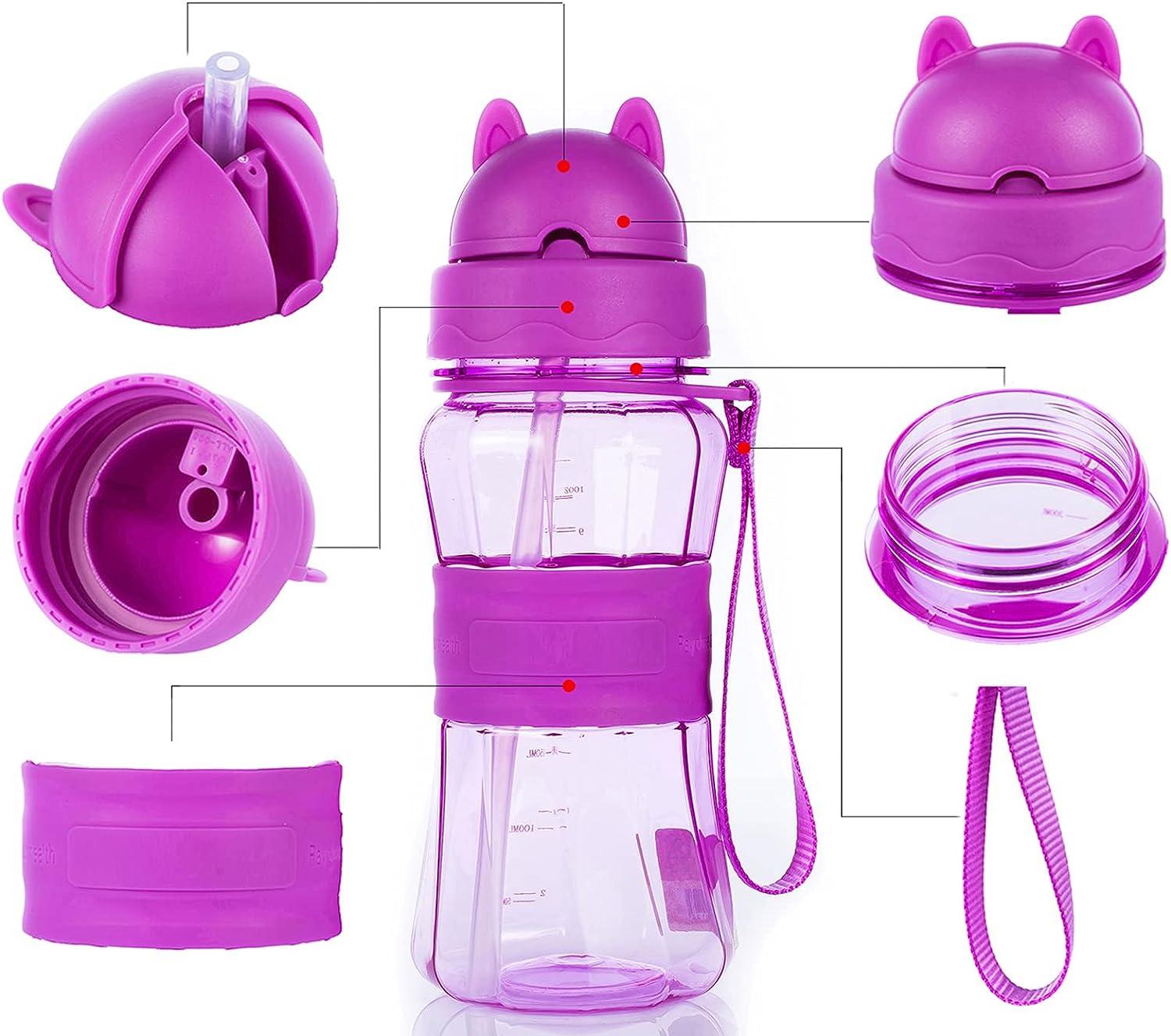 Ecteco Water Bottle for Kids Toddlers with Straw Strap 12OZ