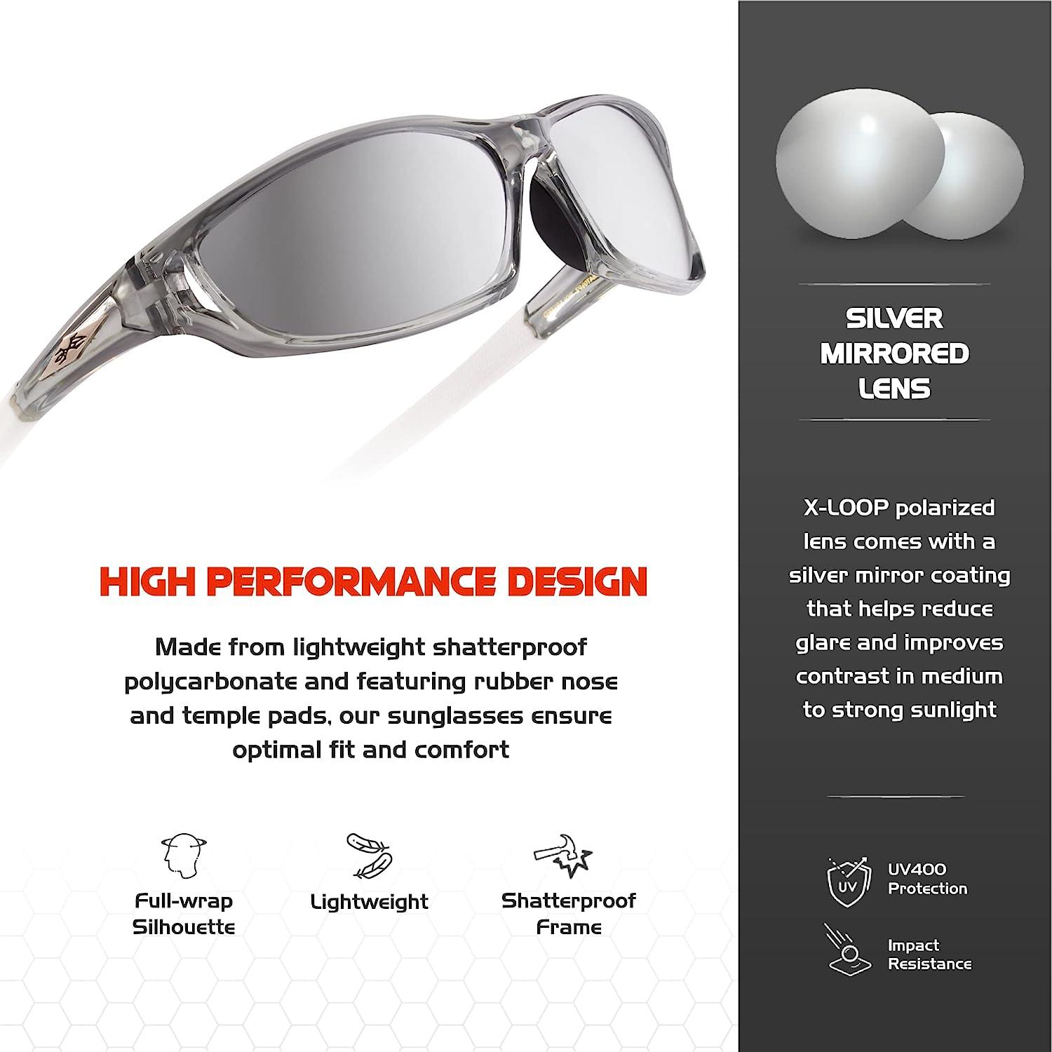 X-Loop Wrap Around – Occhiali Da Sole Sportivi Polarizzati UV400 Per Ciclismo, Corsa, Baseball – Argento/Fire