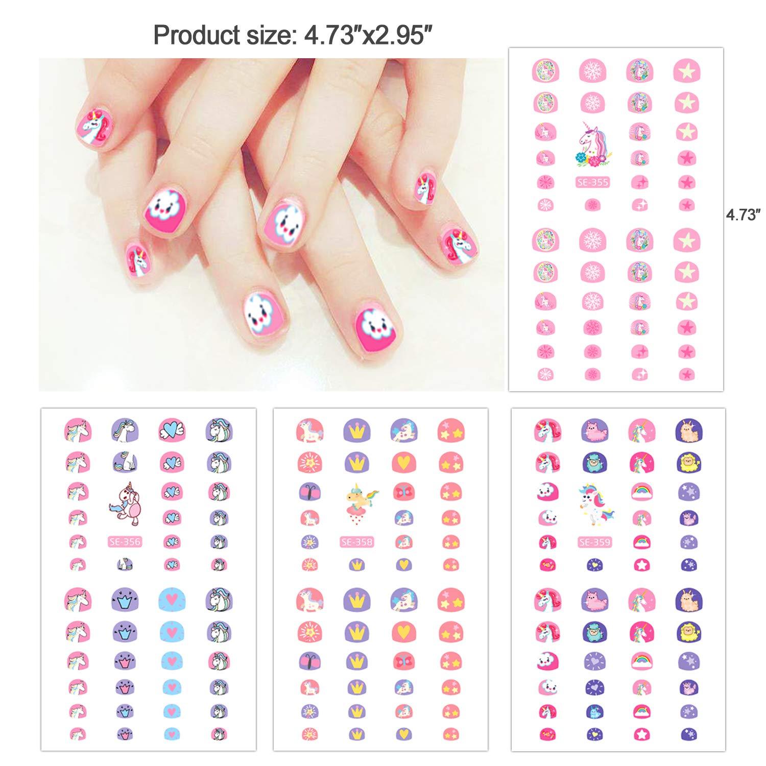 Konsait 1000+pcs Unicorn Nail Stickers Nail Decals Self Adhesive 3D Nail  Art Stickers Nail Tips Decorations Manicure Decoration for Kids Little  Girls Fingernails Toenails Nail Tips