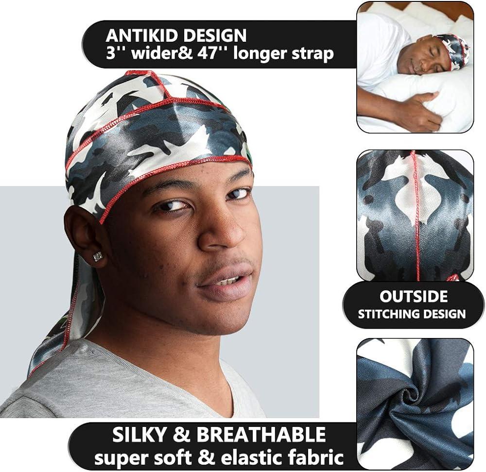 Premium silky designer durag & wave cap (Multi Colors)with long