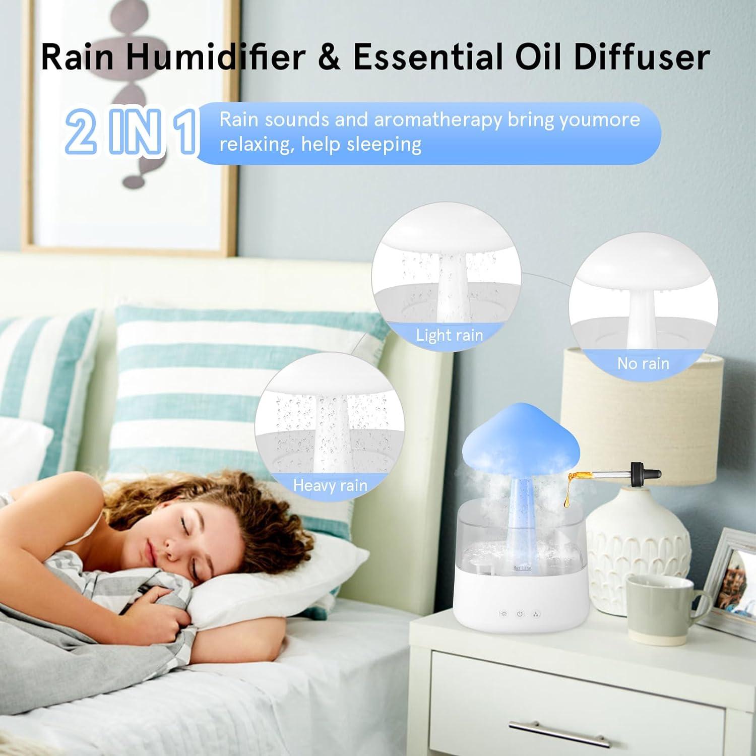 Rain Cloud Humidifier 450ml Cloud Raindrop Humidifiers with 7 Color