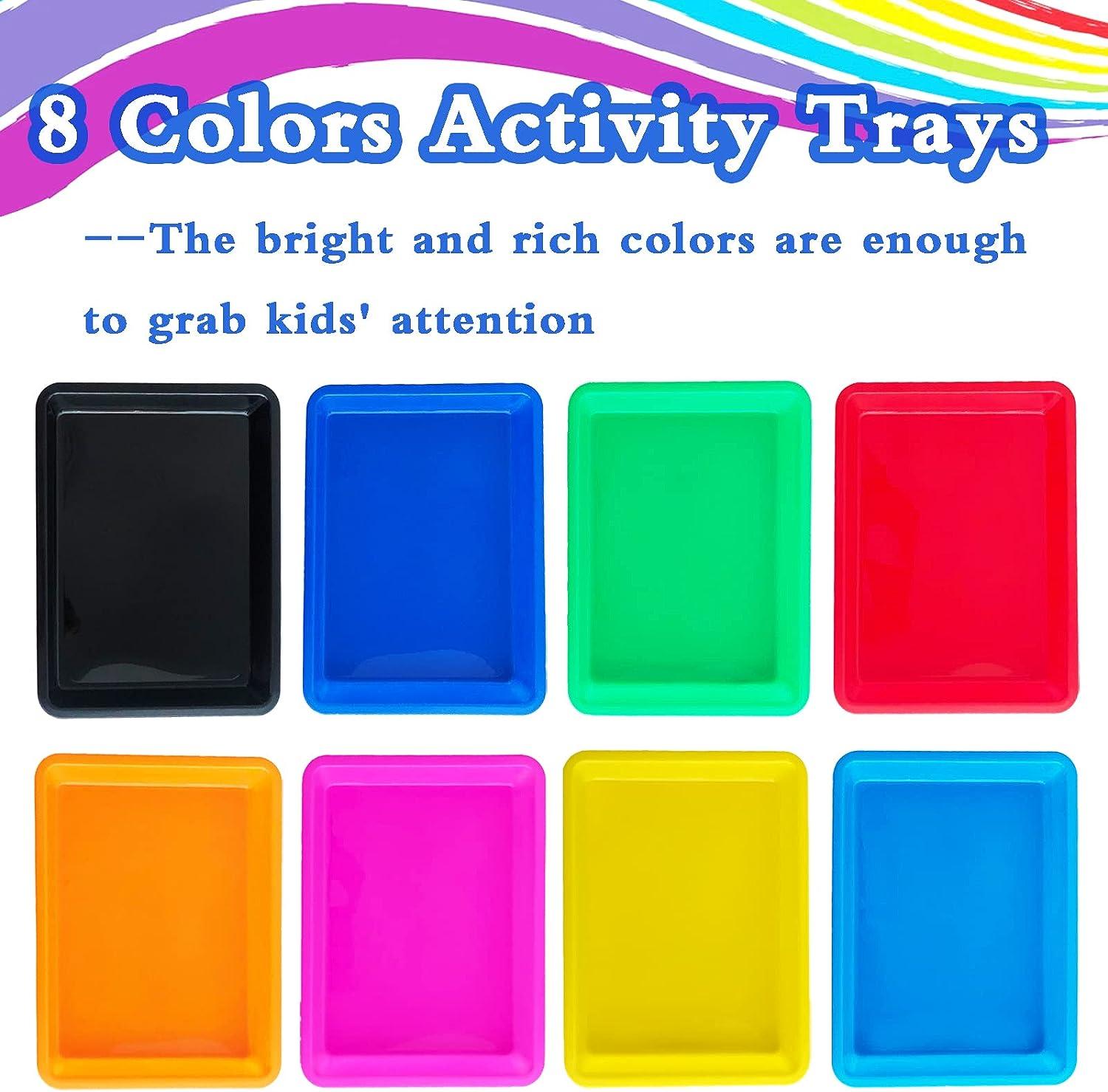 10 Pack Plastic Art Trays,8 Colors Activity Trays Sensory Tray,Sand Tray  Serving Trays,Art Trays for Kids,Crafts Organizer,DIY  Projects,Painting,Beads,Home,School