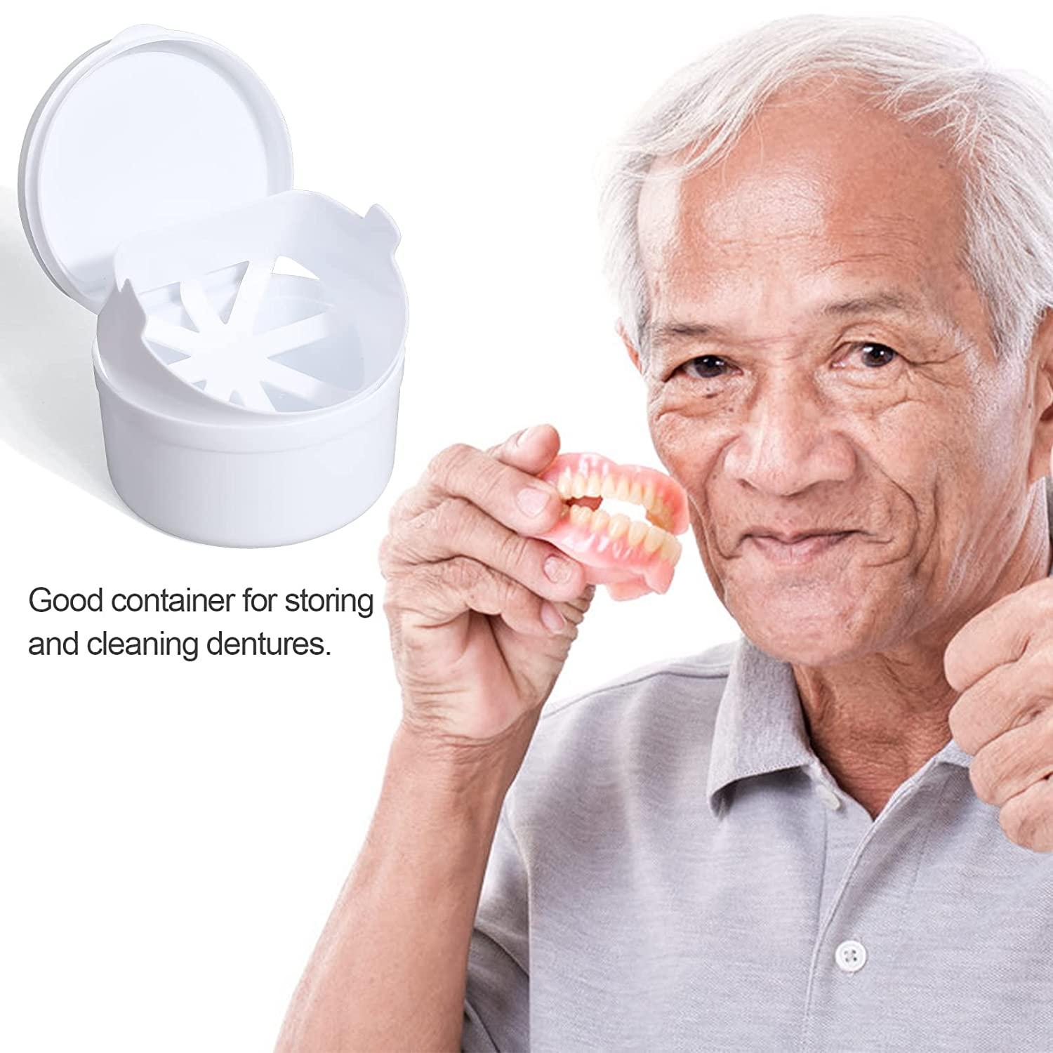 LVCHEN Denture Bath Box with Basket False Teeth Complete Clean Care