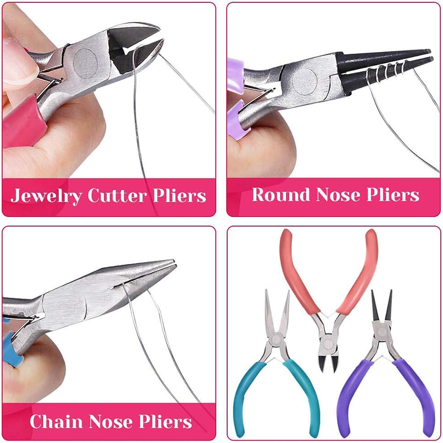 Anezus 7 Pcs Jewelry Pliers and Jewelry Beading Wire Tools Set Includes  Needle Nose Pliers Round Nose Pliers Wire Cutters and Craft Wire for  Jewelry Repair Making Supplies