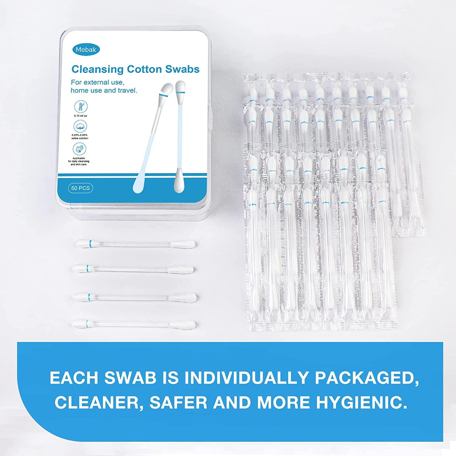 Mebak Piercing Aftercare Swabs with Sterile Saline for Ear, Nose, Belly
