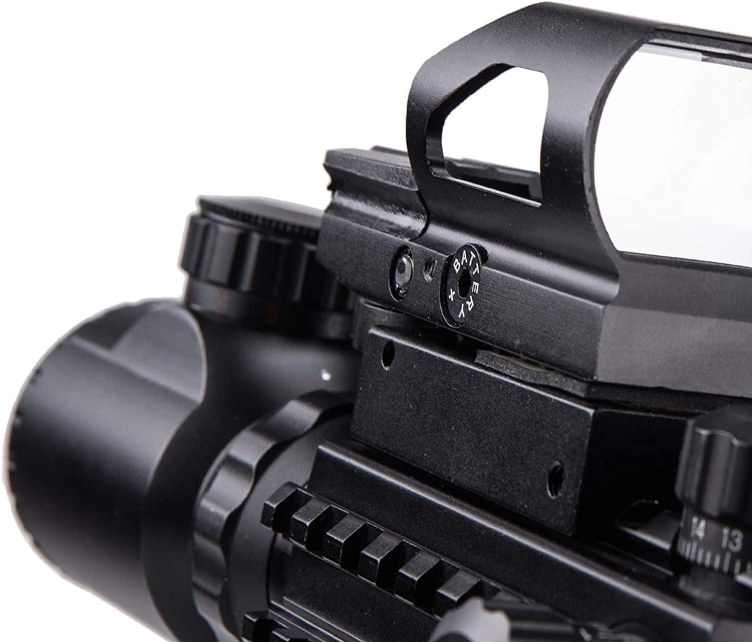 Pinty 416X50 Illuminated Rifle Scope with Green Laser, Reflex Dot