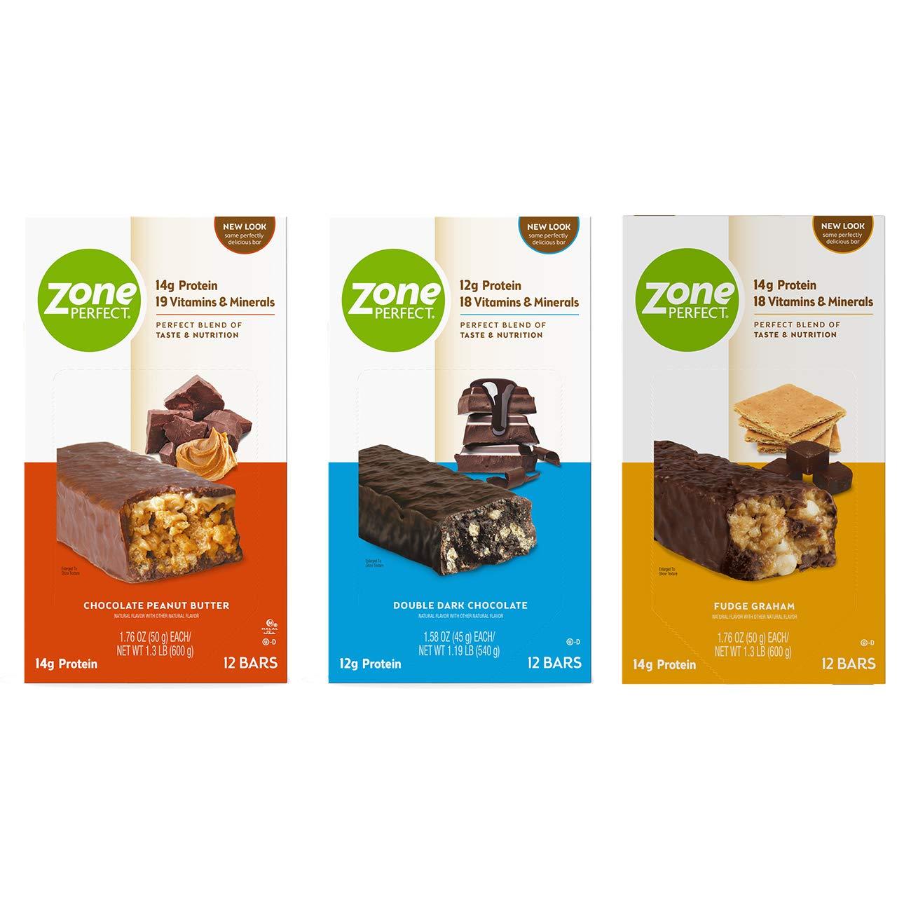 Zone PERFECT Protein Bars, Variety Pack, High Protein, with Vitamins