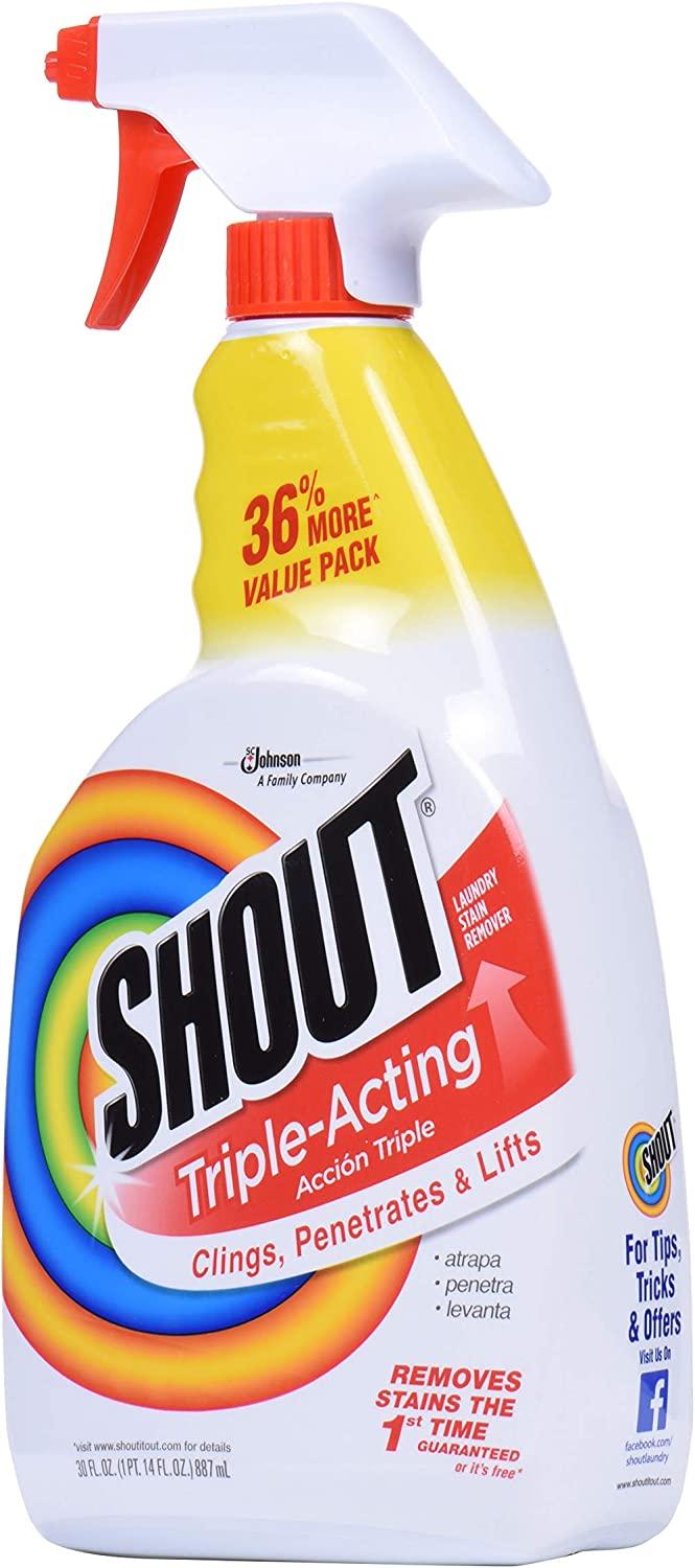 Shout Triple-Acting Laundry Stain Remover Spray Bottle for