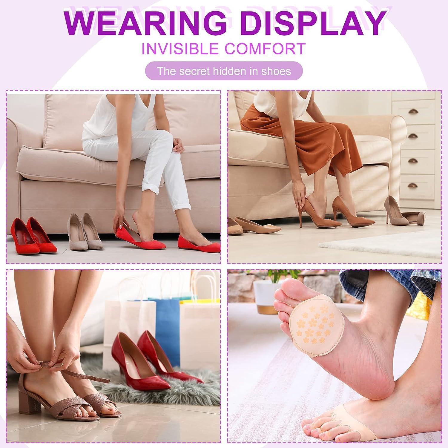 8 Pairs Forefoot Pads Reusable Ball of Foot Cushions Foot Fabric High