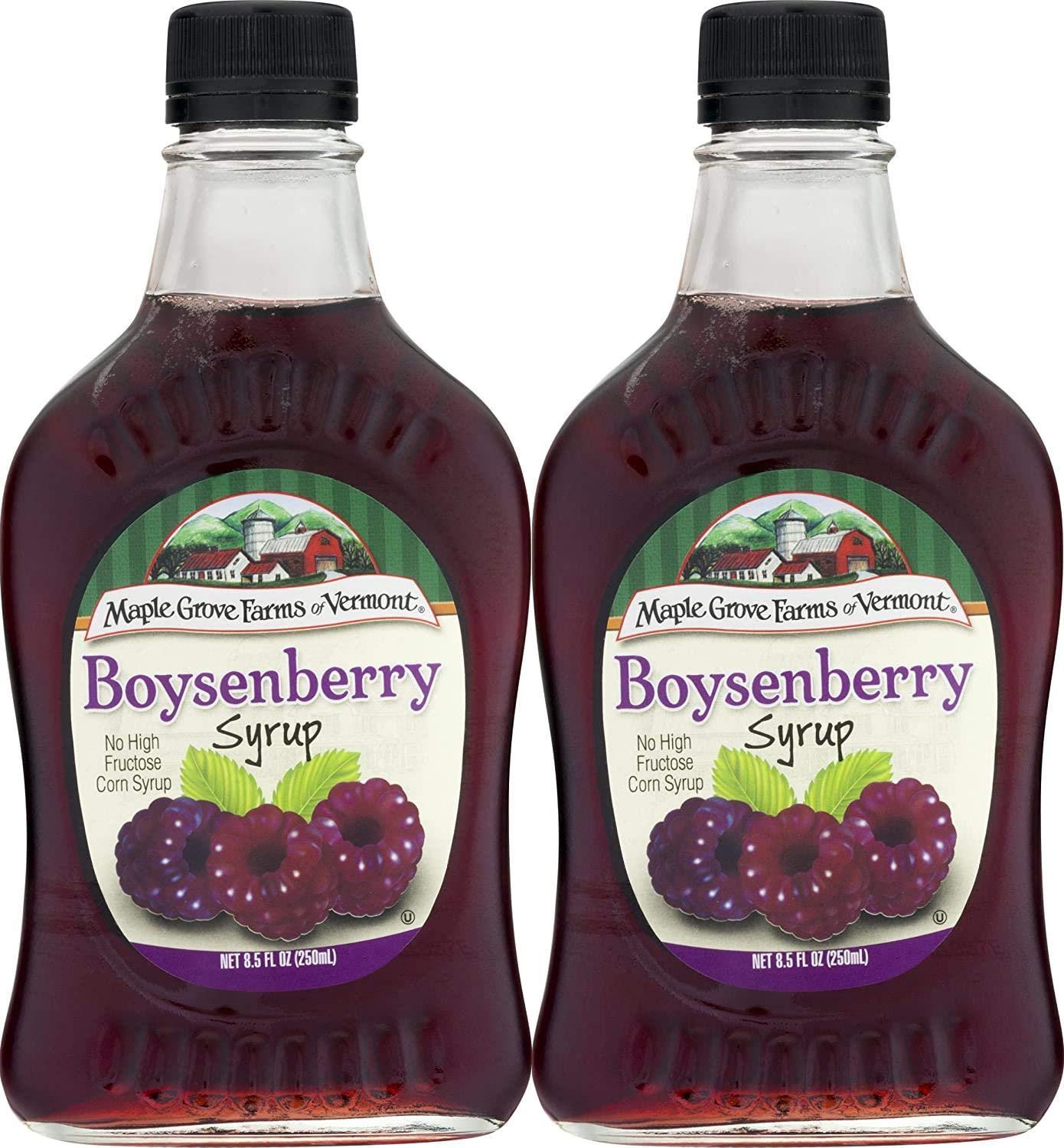 Maple Grove Farms Boysenberry Syrup 8.5oz Pack of 2 Sweet & Delicious Breakfast Topping