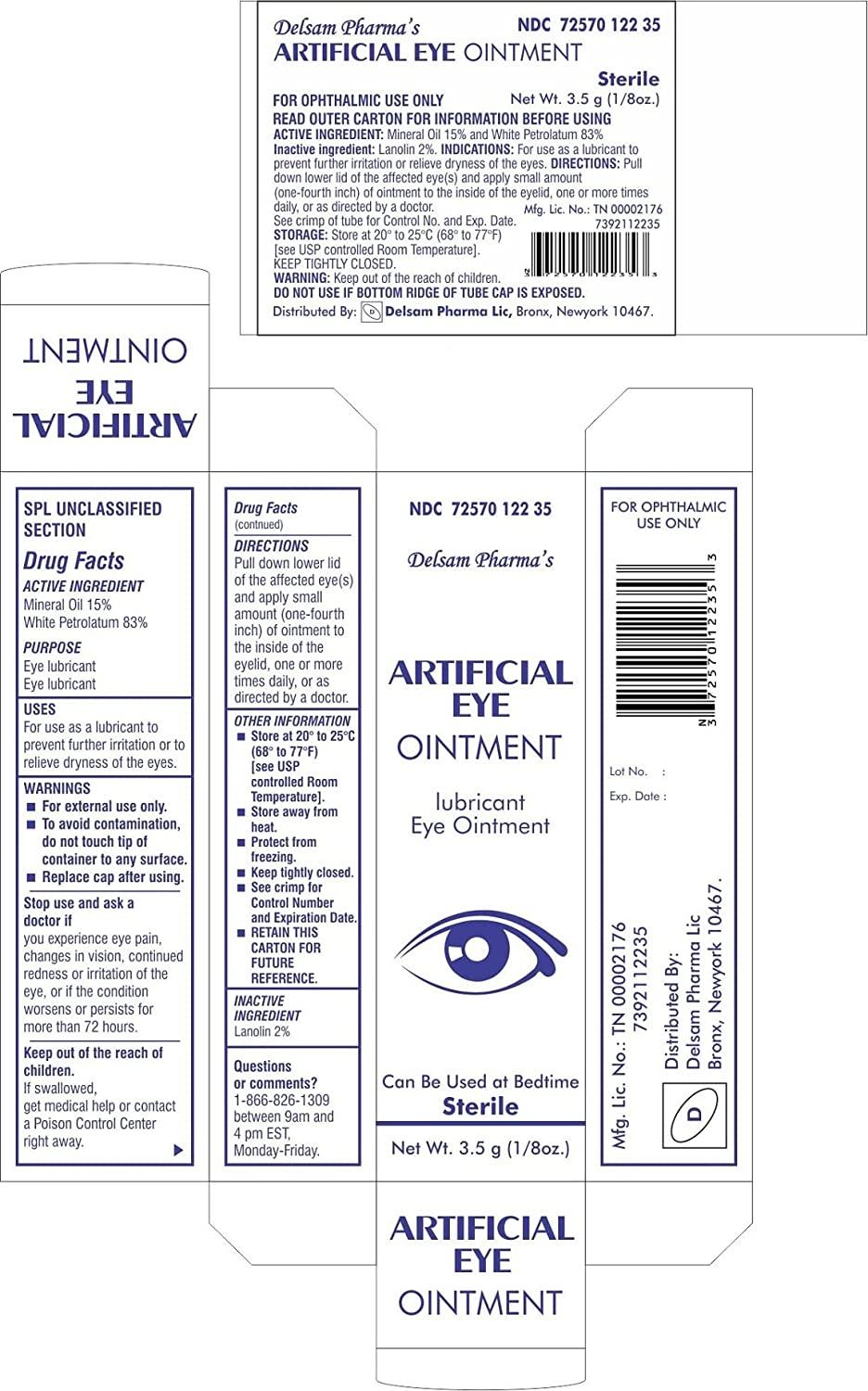 Delsam Pharmas Artificial Eye Ointment Lubricated Eye Ointment