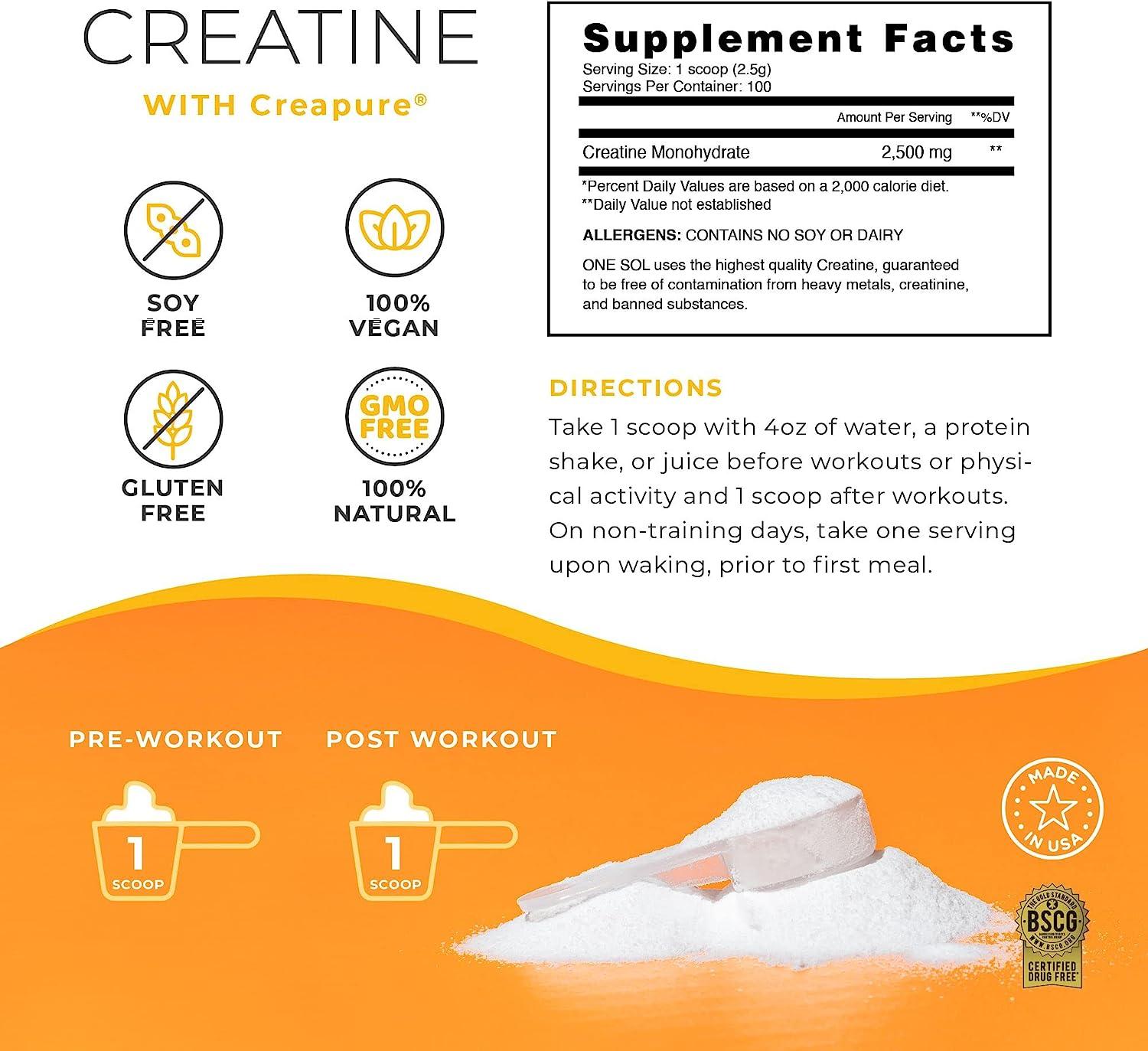 One Sol Creatine for Women Booty Gain, All Natural Women's