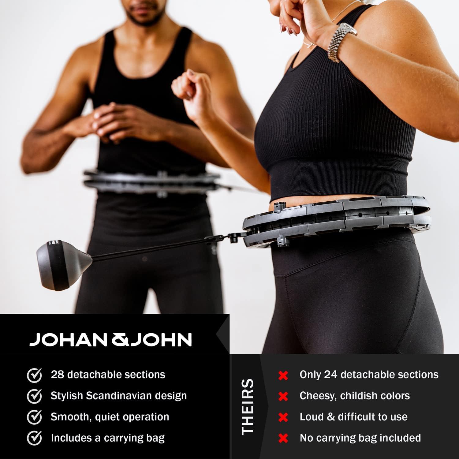  Johan & John Smart Weighted Hula Hoop, Infinity Hoop for  Adults Weight Loss, Kids, Plus Size - Fitness & Exercise Ring with 28  Detachable Knots - Scandinavian Design, Carrying Bag