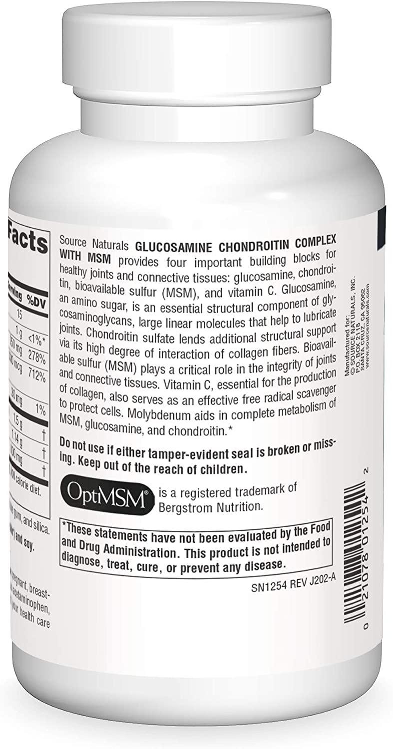 Source Naturals Glucosamine Chondroitin Complex with MSM 120 Tablets