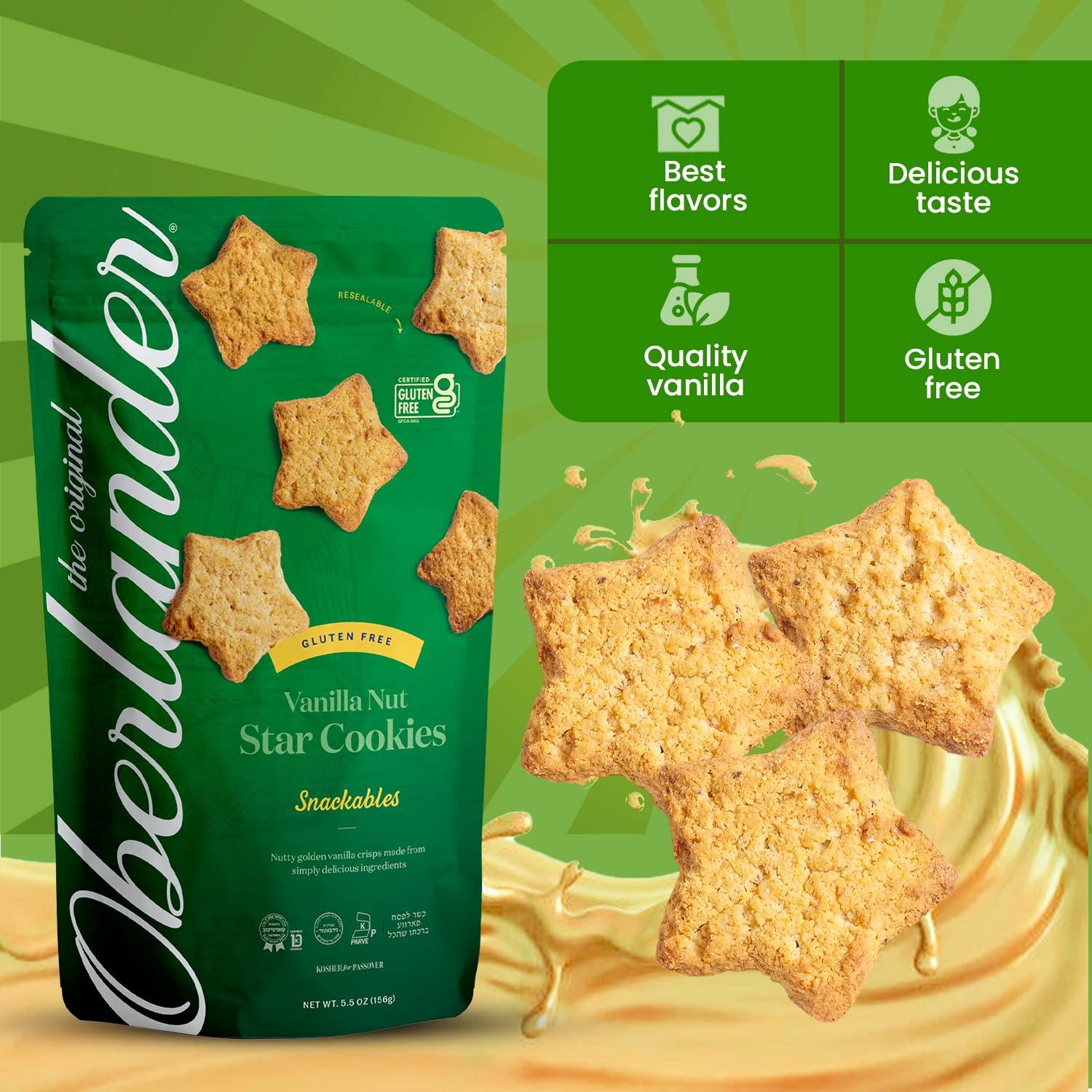 Oberlander Gluten Free Kosher for Passover Vanilla Nut Star Cookie