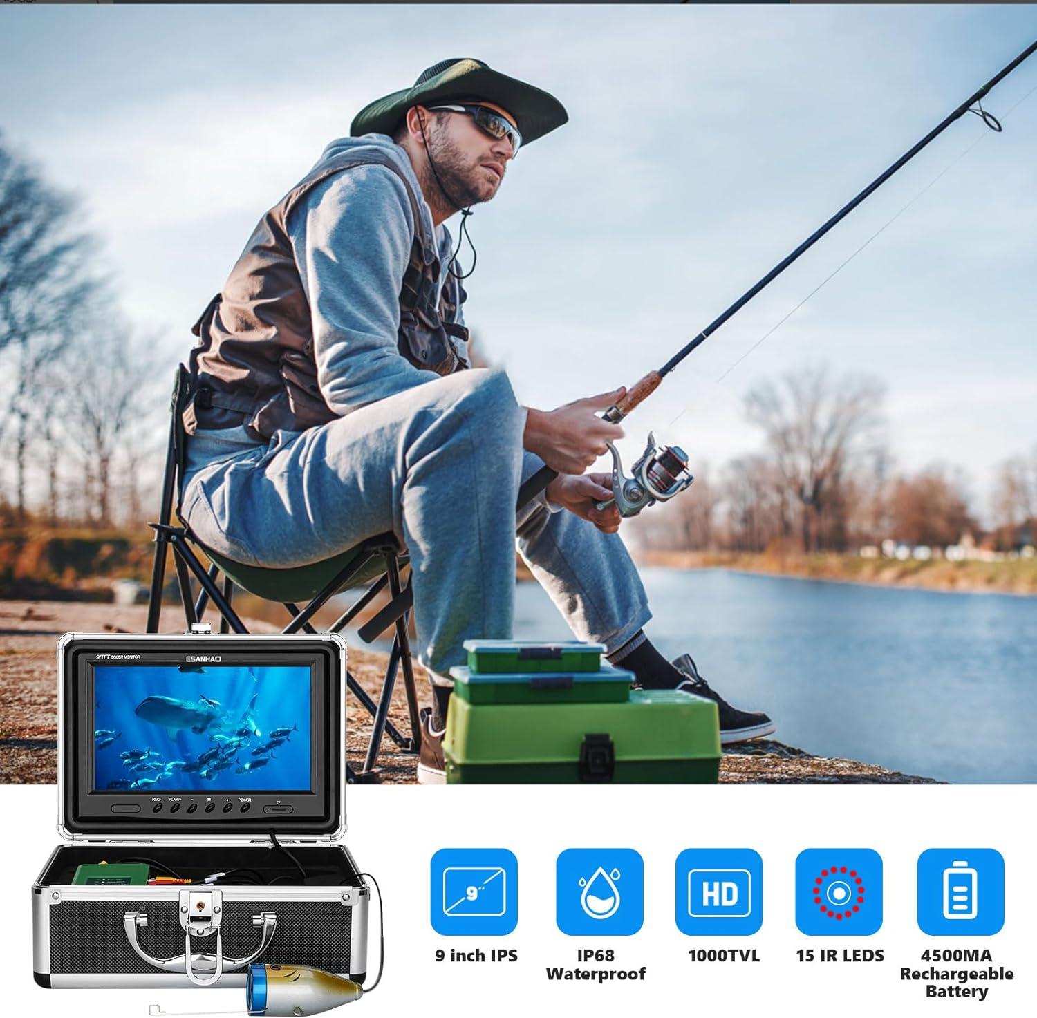 ESANHAO Underwater Viewer Fishing Camera 9 inch LCD Monitor DVR