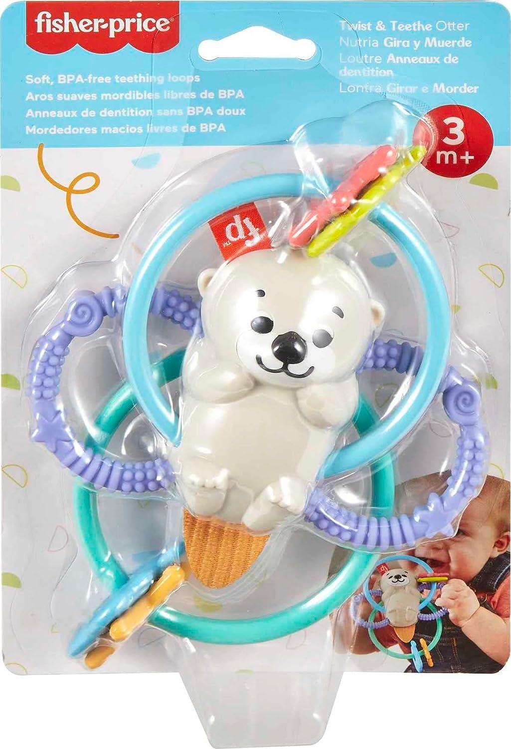 Fisher Price Baby Toys Twist & Teethe Otter 2-In-1 Rattle and Bpa-Free  Teether with Textured Rings for Infant Fine Motor Play