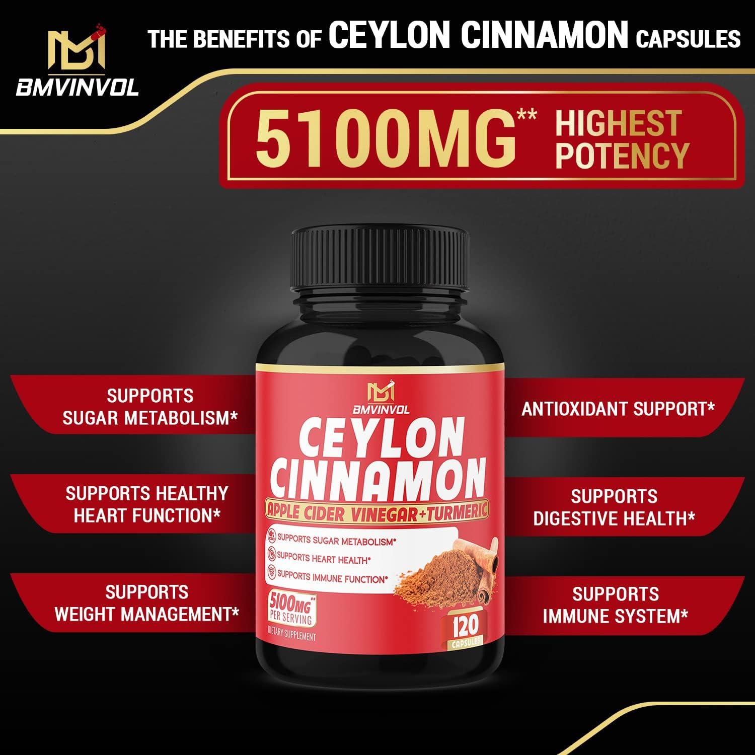 Ceylon Cinnamon Capsules 5100mg Antioxidant Support 120 Capsules