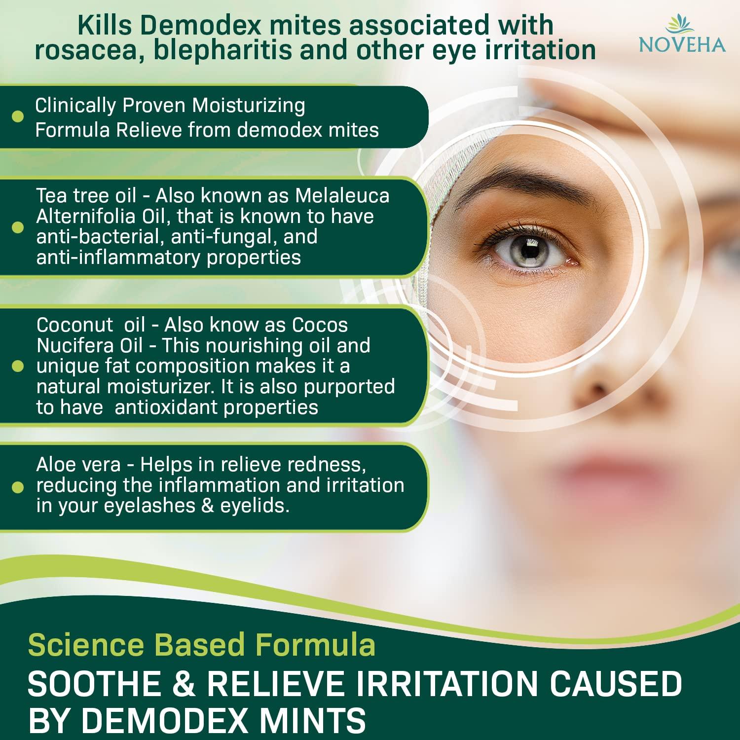 NOVEHA Demodex Eyelid & Lash Wipes Box Of 60 Individually Wrapped