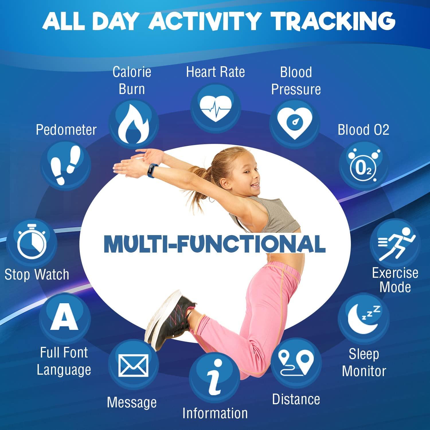 Inspiratek Kids Fitness Tracker for Girls and Boys Age 516 (4 Color