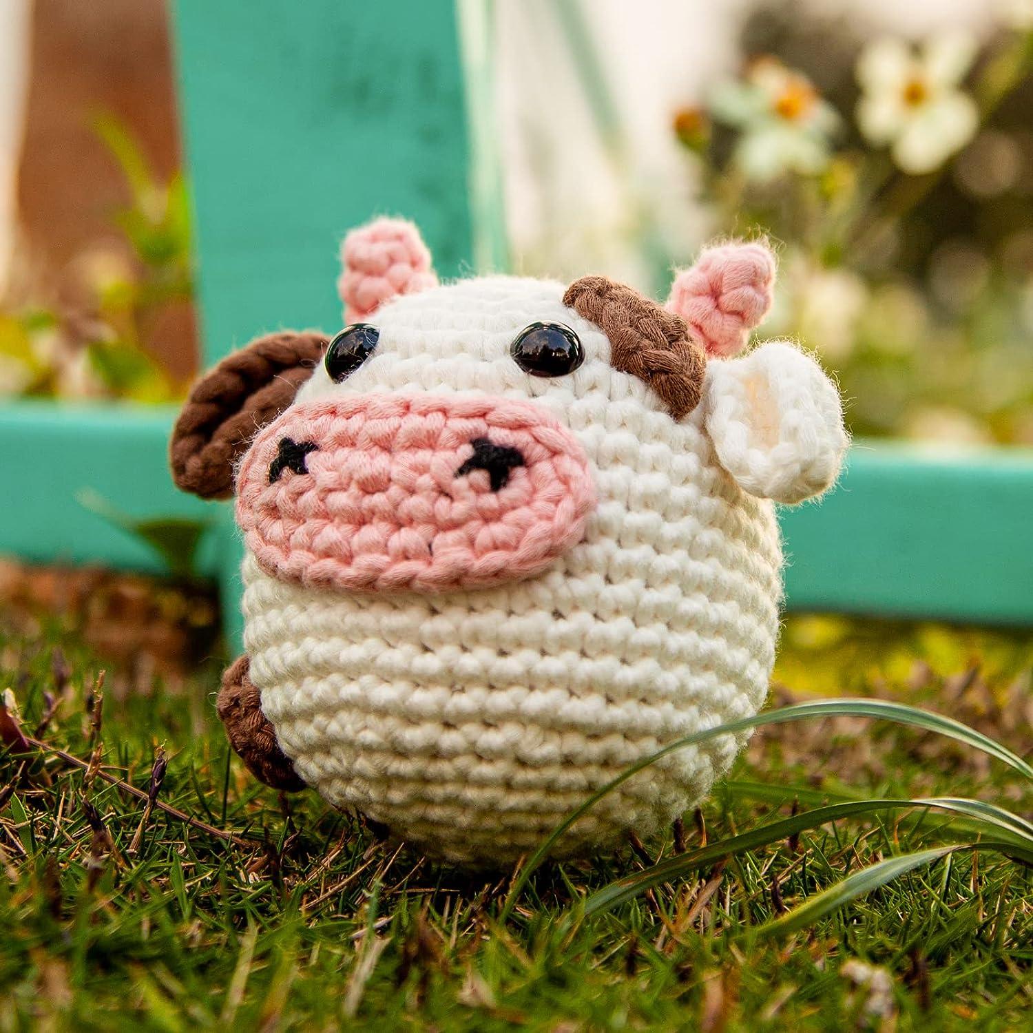loveknotpop Crochet Kit for Beginners: Crochet Animal Kit for Adults Kids  Teens Starters, Easy Knitting Soft Yarn, Step-by-Step Video, Decompress  Cute Cow, Easter Mother Day Christmas Birthday Gift