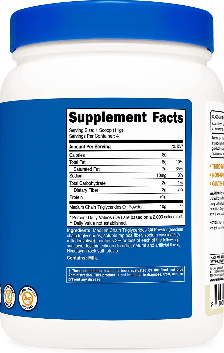 Nutricost Premium MCT Oil Powder (1 LB, Vanilla) Best for Keto