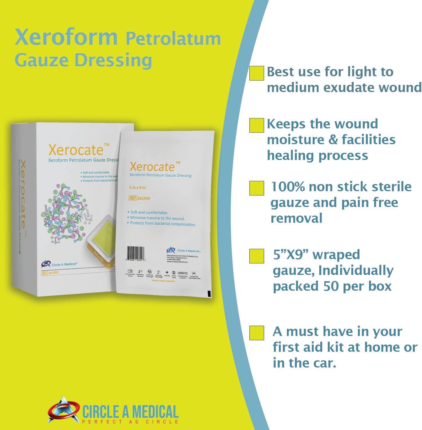 Circle A Medical Xeroform Petrolatum Dressing 5X9 (50/Box) Sterile