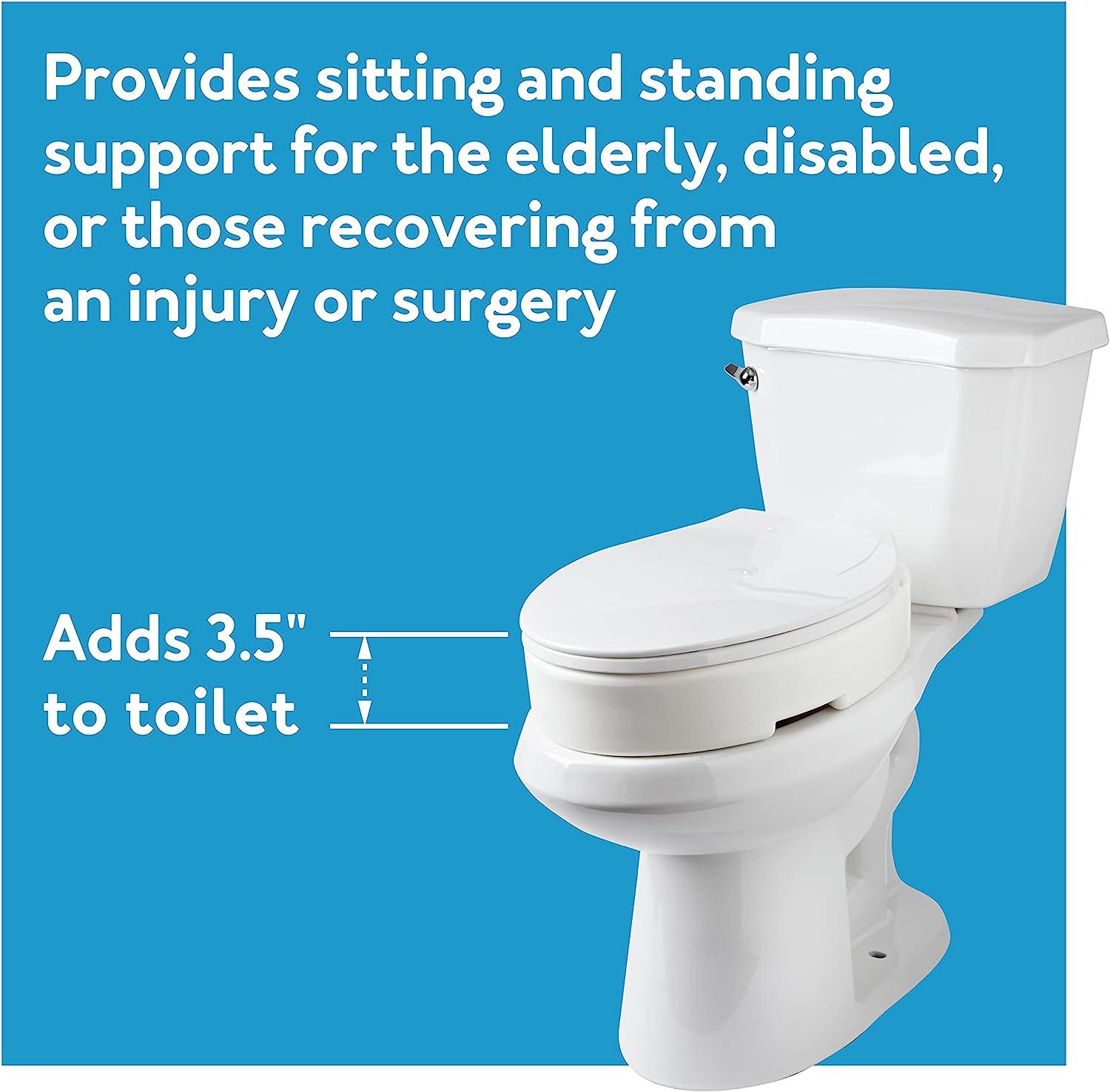 Carex Elongated Hinged Raised Toilet Seat, Adds 3.5 Inches of Height to