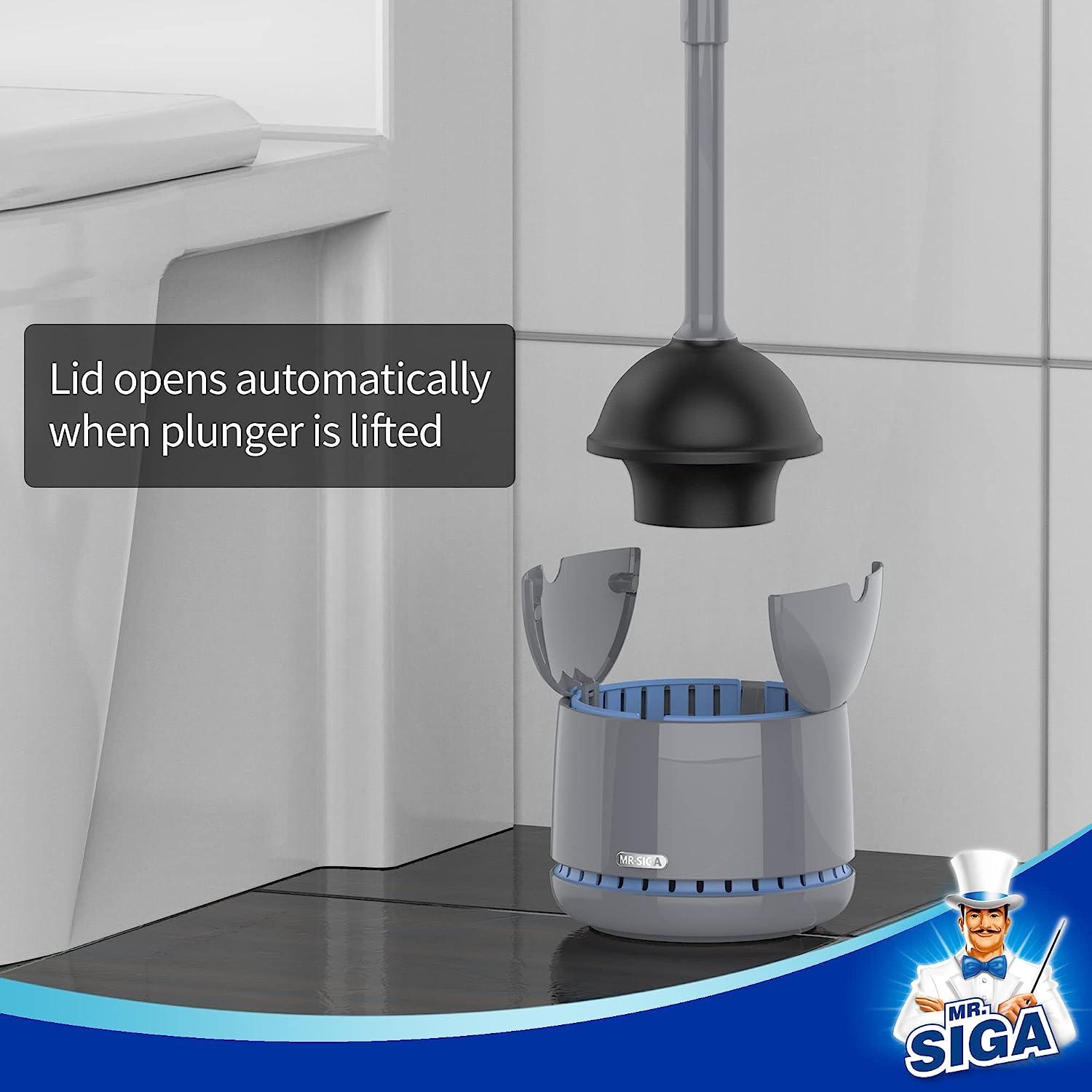 MR.SIGA Toilet Plunger with Holder, Heavy Duty Plunger with Sturdy
