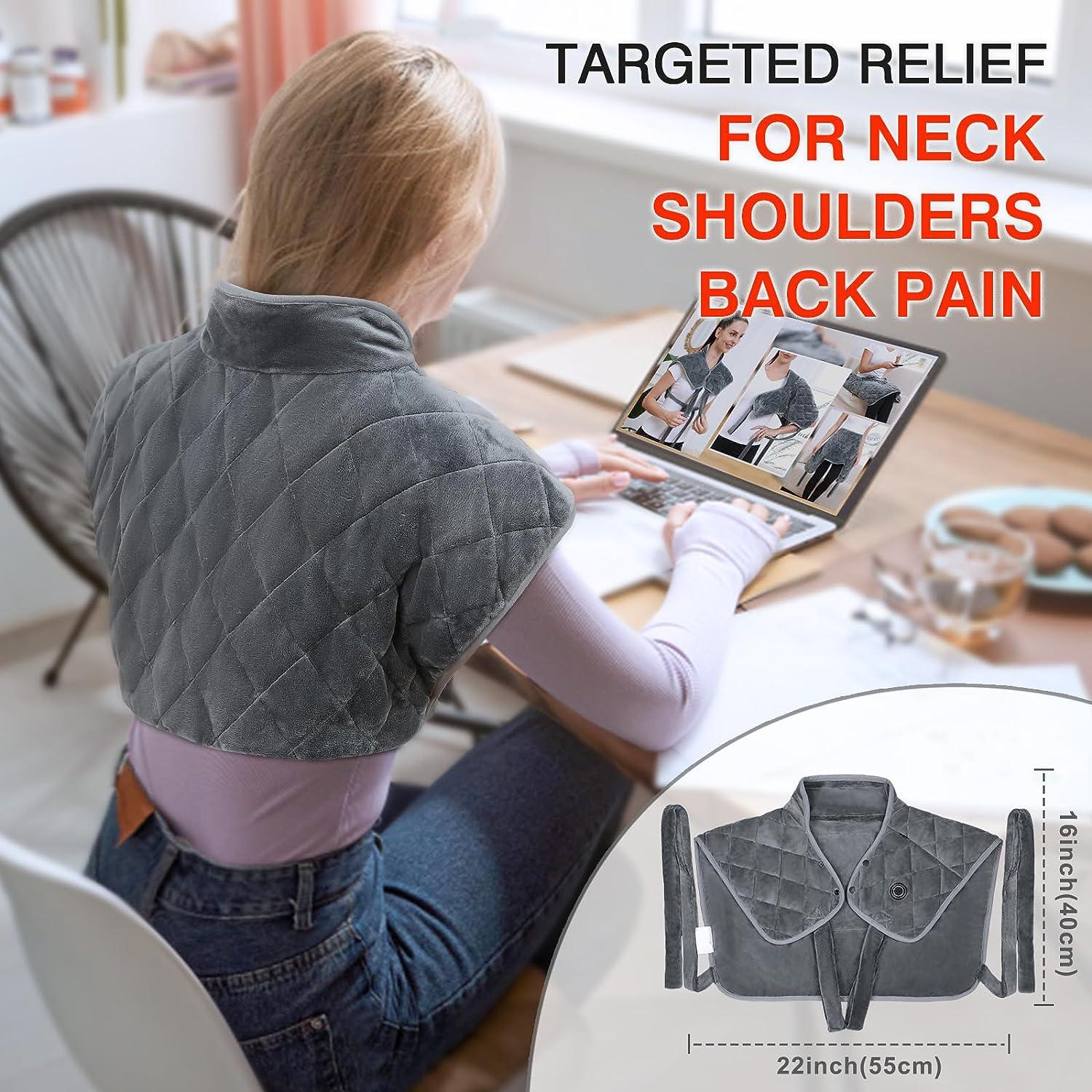 Portable Cordless Heating Pads 2.2lbs Large Weighted Heating Pad Wrap for  Neck and Shoulders 7.4V 4200mAh Rechargeable Battery Powered Heating Pad  for Back Pain Relief-3 Heating Levels Fast Heating