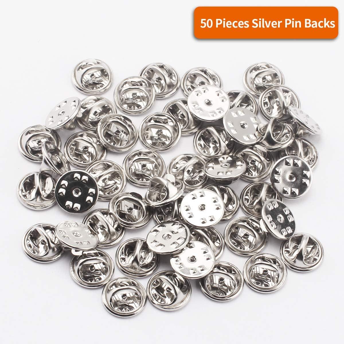 50 Pieces Pin Backs Sliver Lapel Pin Backs Butterfly Clutch Pin Backs  Replacement Metal Enamel Pin Backing for Craft Making