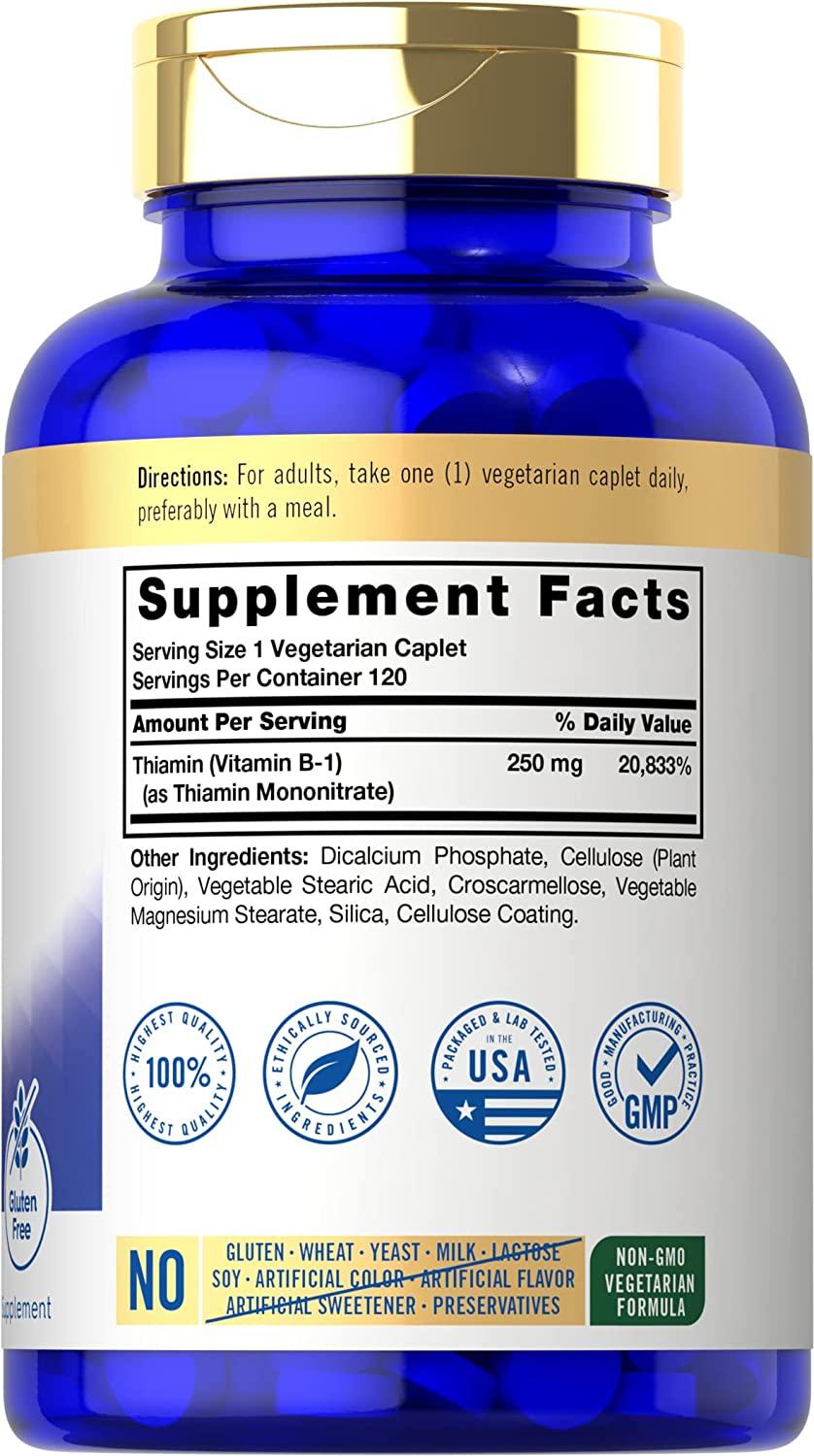 Carlyle Vitamin B1 250mg 120 Caplets Thiamin Mononitrate