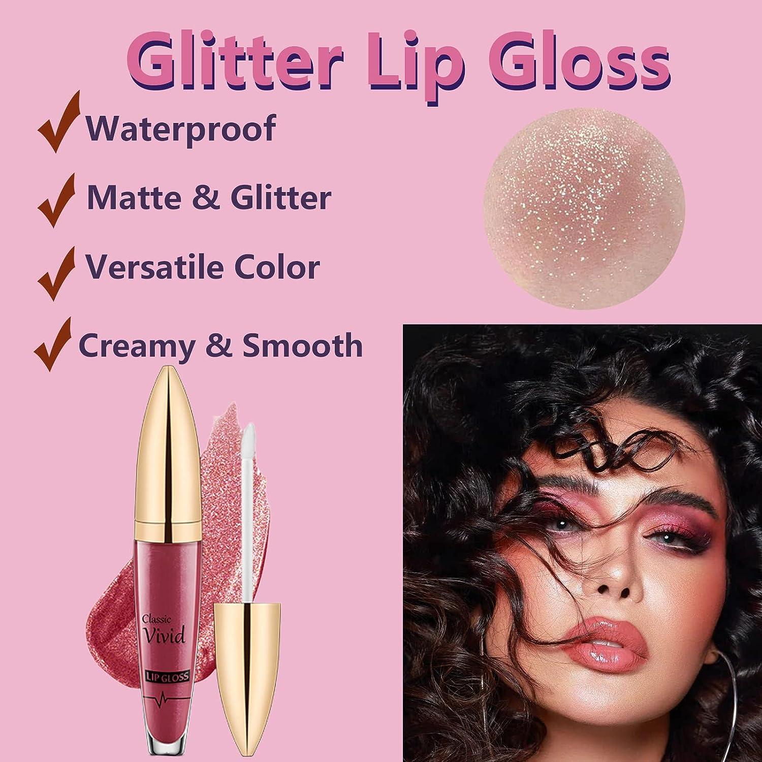 Rosarden Glitter Lip Gloss Shimmer Metallic Waterproof Lipstick for