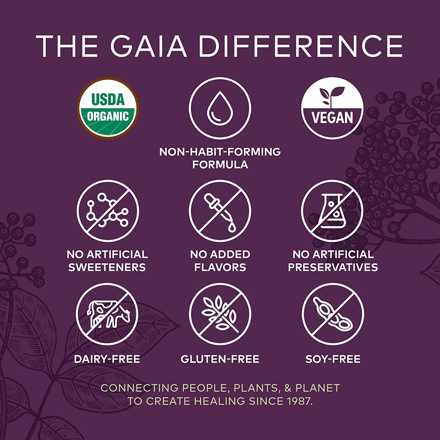 Gaia Herbs Black Elderberry NightTime Syrup 5.4 fl oz Natural Sleep