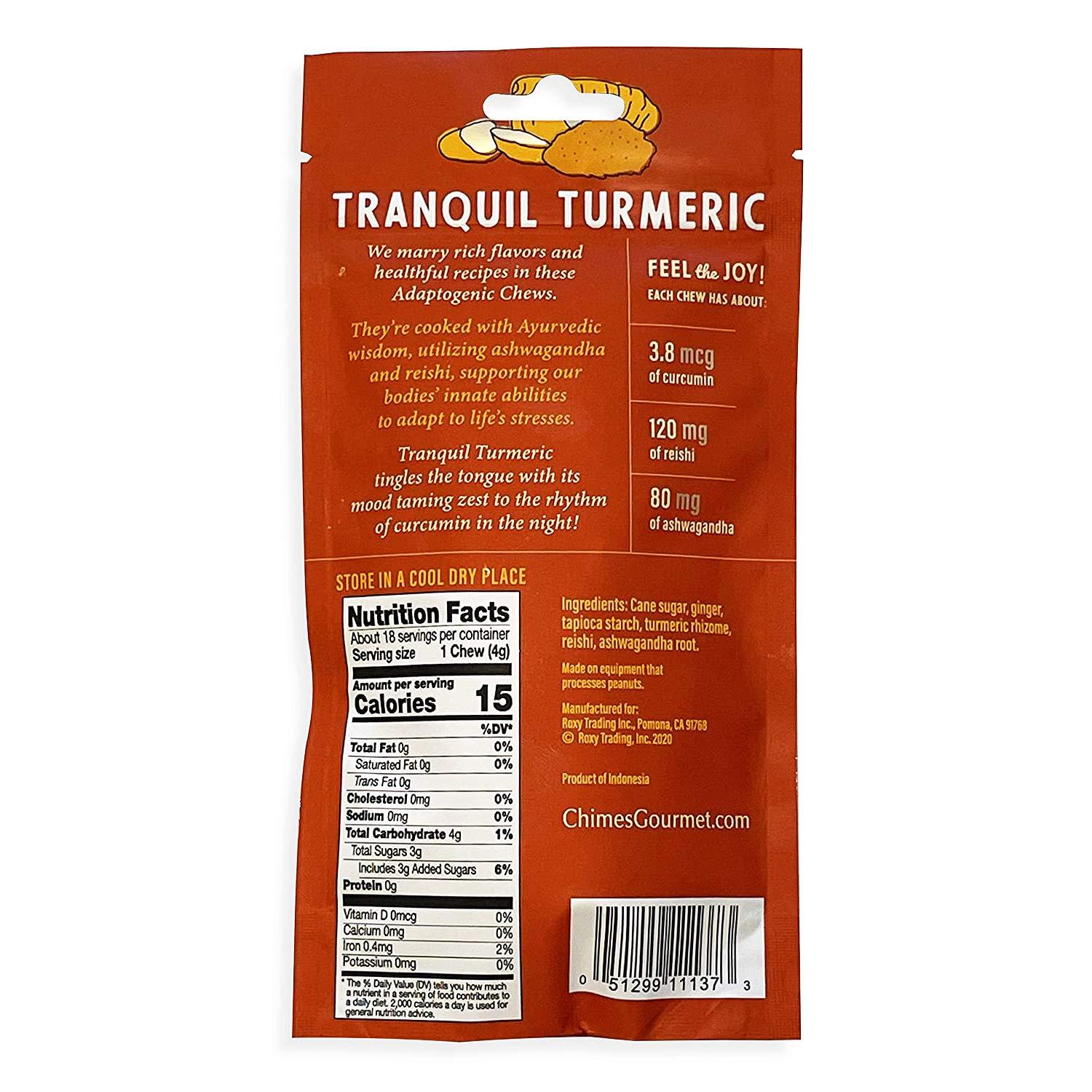 Chimes Tranquil Turmeric Adaptogen Ginger Chews Candy (1 Pack With