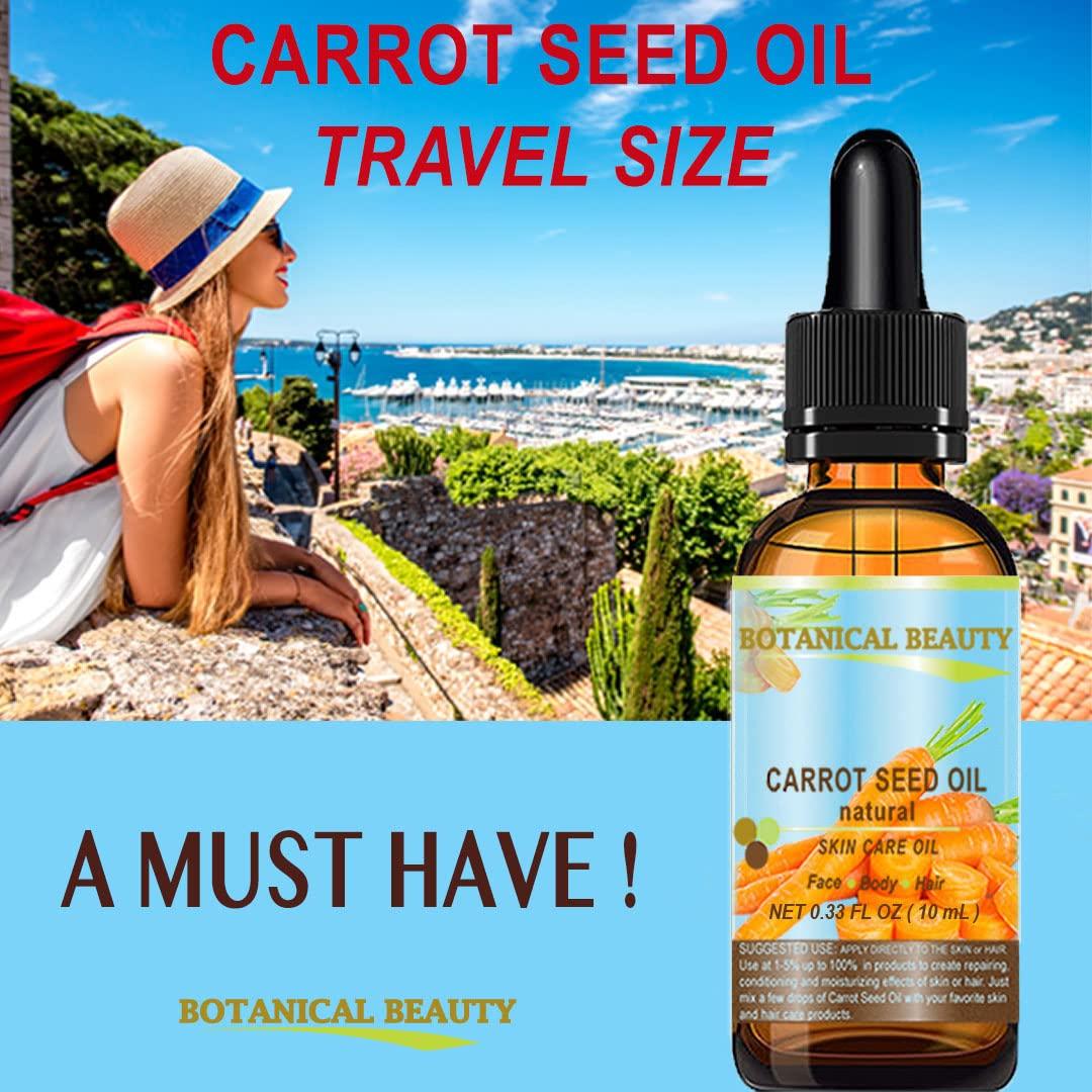 CARROT SEED OIL 100 % Natural Cold Pressed Carrier Oil. 0.33 Fl.oz.- 10 ml.  Skin, Body, Hair and Lip Care. One of the best oils to rejuvenate and