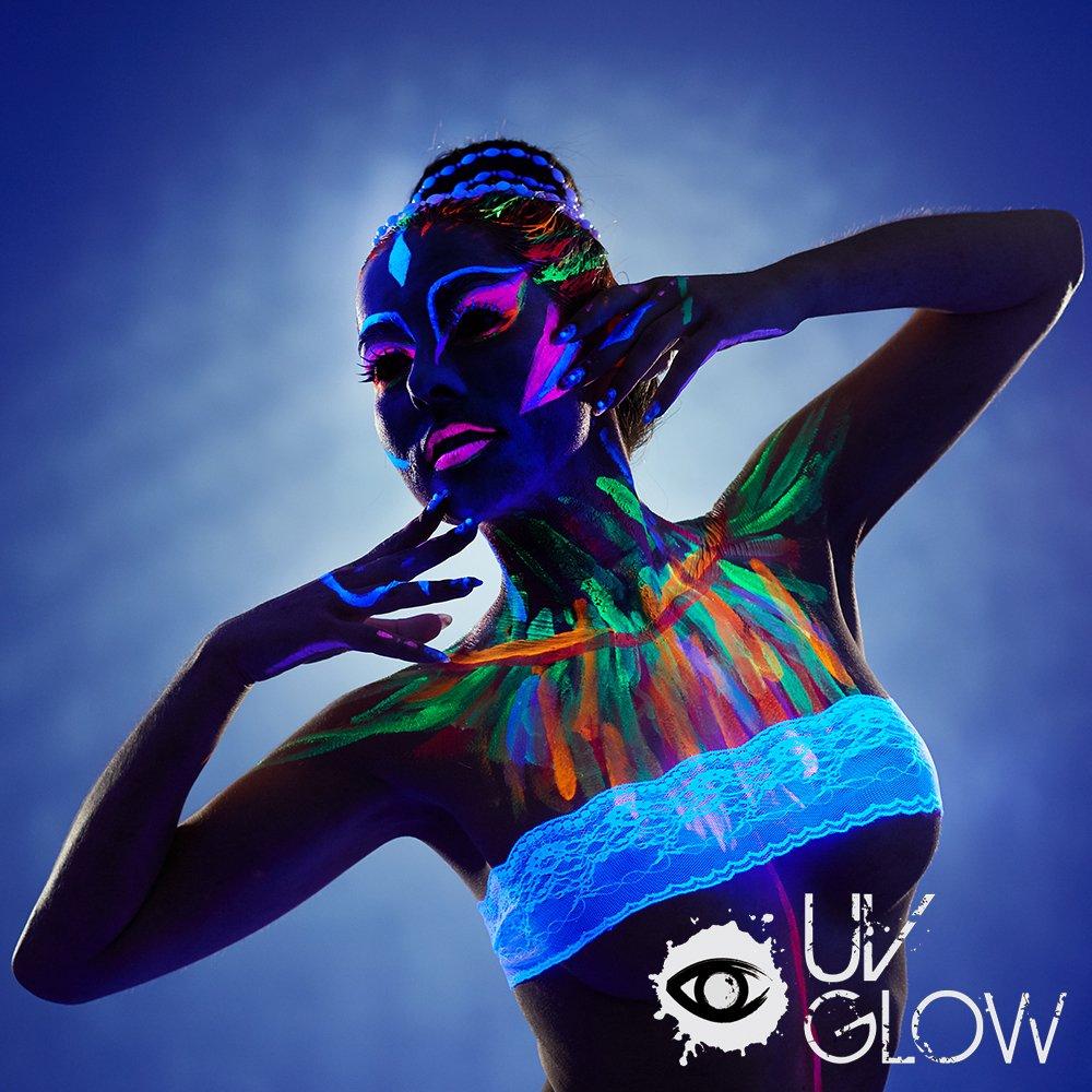 UV Glow Blacklight Neon Face & Body Paint - 10ml NEON SET of 5 -  Fluorescent & Super Bright
