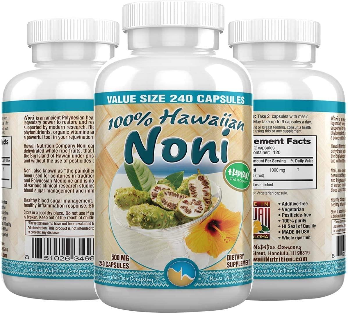 Hawaii Nutrition Company Immune Support Noni Capsules, Superfood Supplement to Boost Immunity