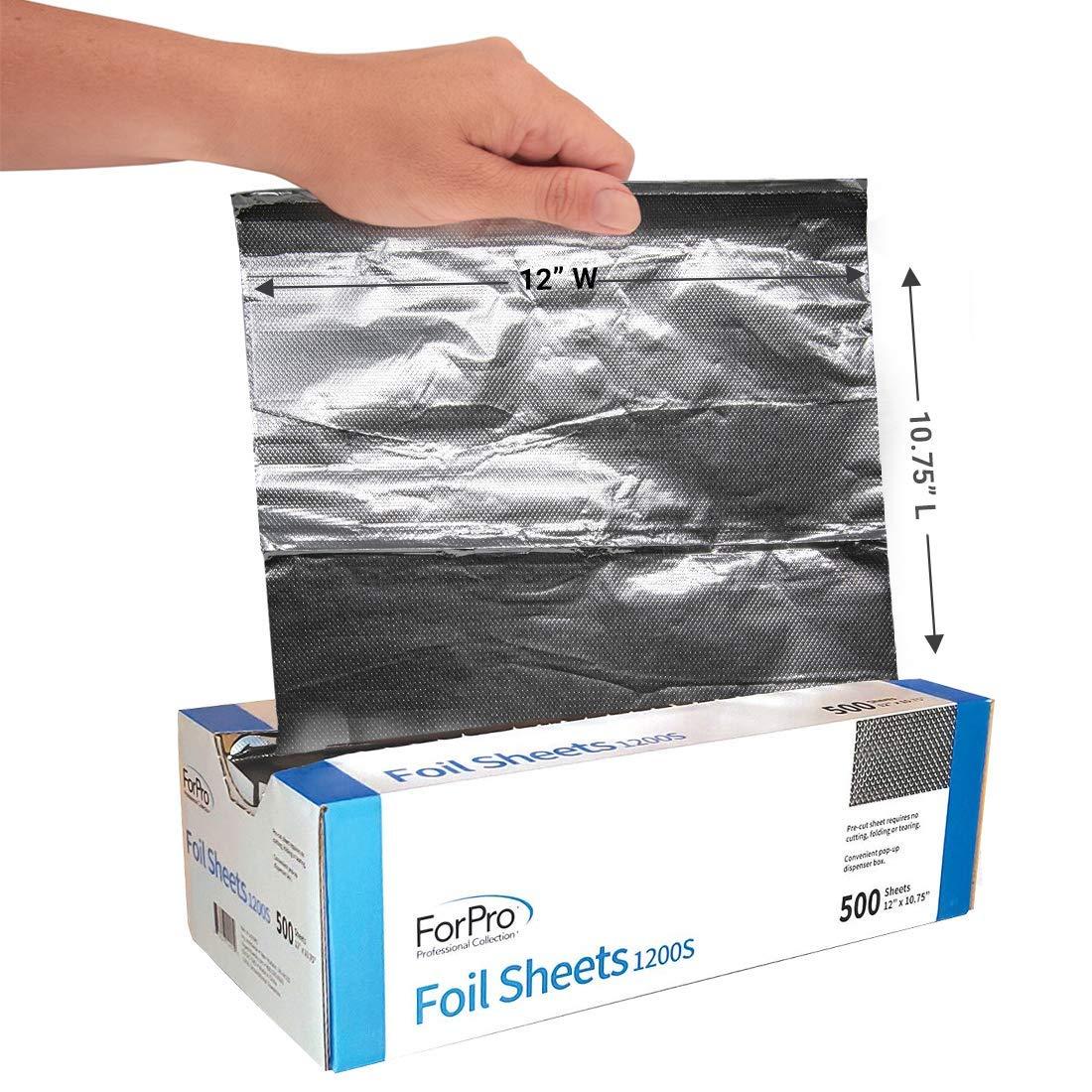 ForPro Embossed Pop-Up Foil Sheets 1200S, 12 Aluminium Foil Sheets, Pop-Up  Dispenser, for Hair Color Application and Highlighting, Food Safe, 12 W x  10.75 L, 500-Count 500-Count (Pack of 1)