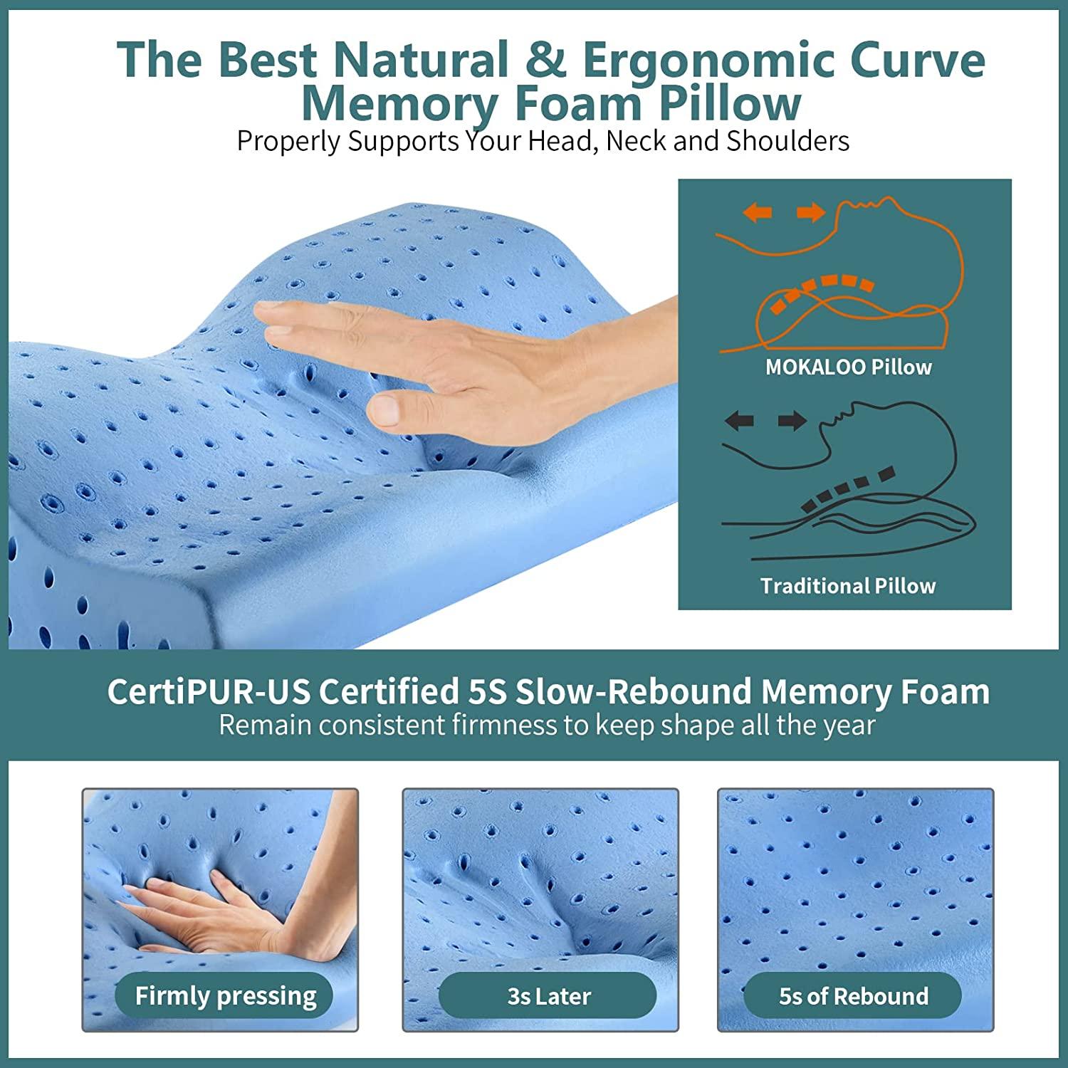 Memory Foam Pillows, Mokaloo Cervical Pillow for Sleeping, Bed